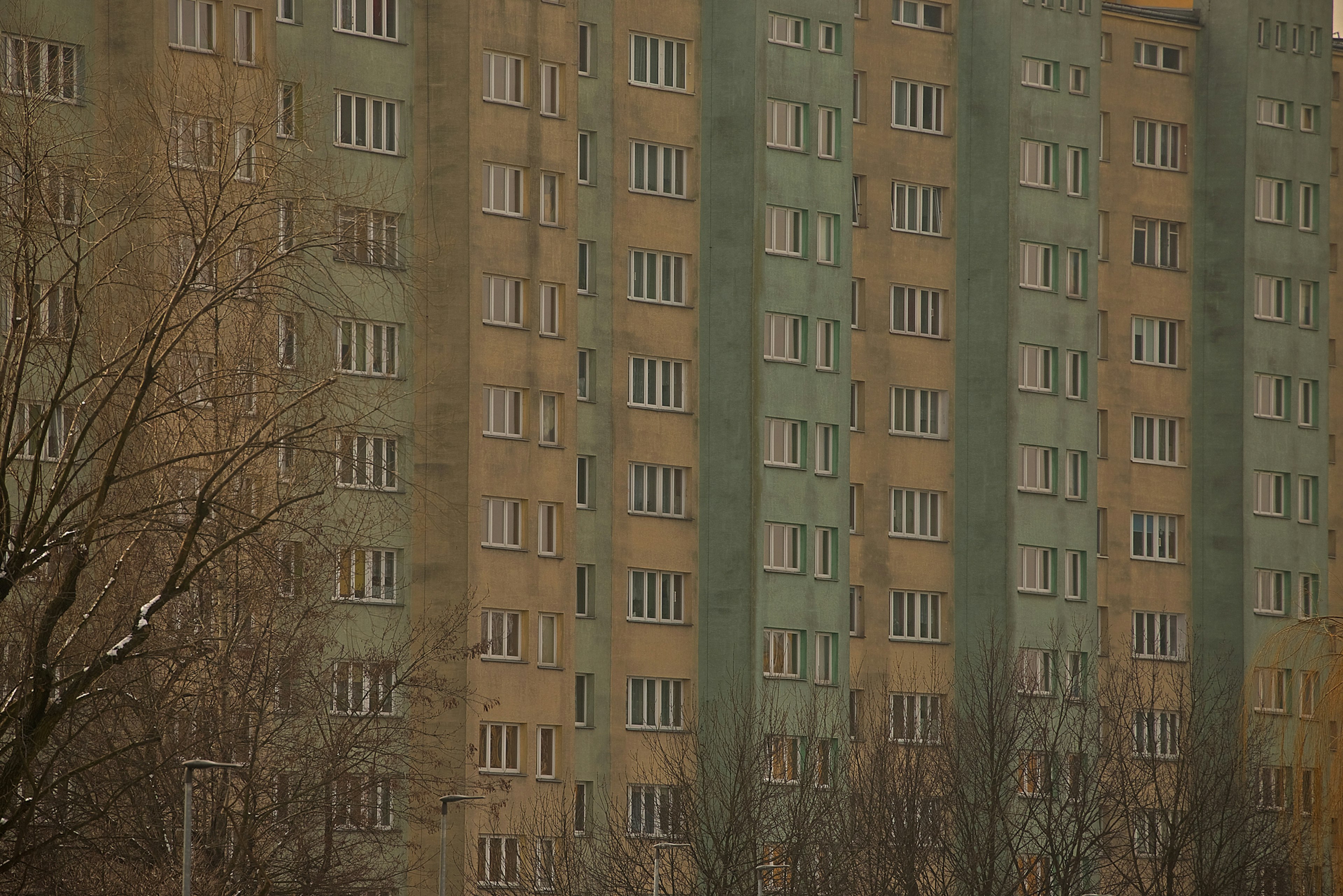 Nowa Huta (literally The New Steel Mill) in Krakow, is an example of socialist realist settlement. It was built as a utopian ideal city, with an high abundance of parks and green areas.