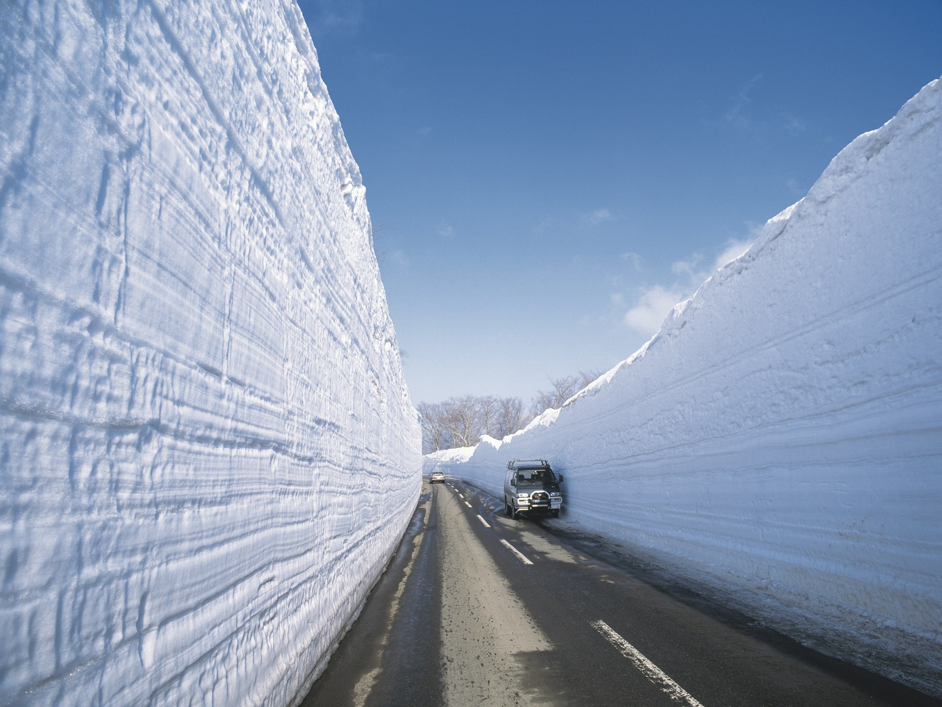 A snowy corridor in Aomori Prefecture, Japan