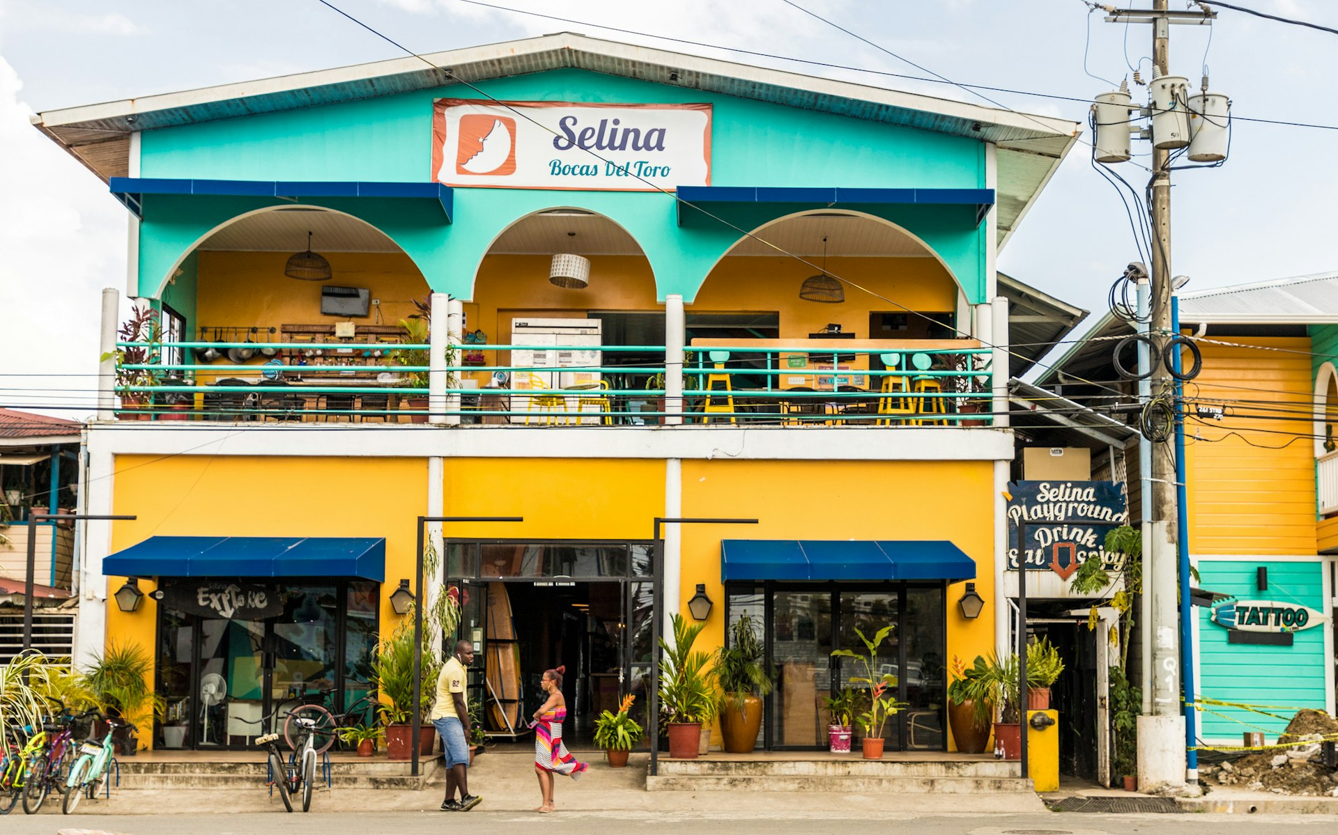 A view of Selinas hostel on the island of Bocas del toro in Panama.