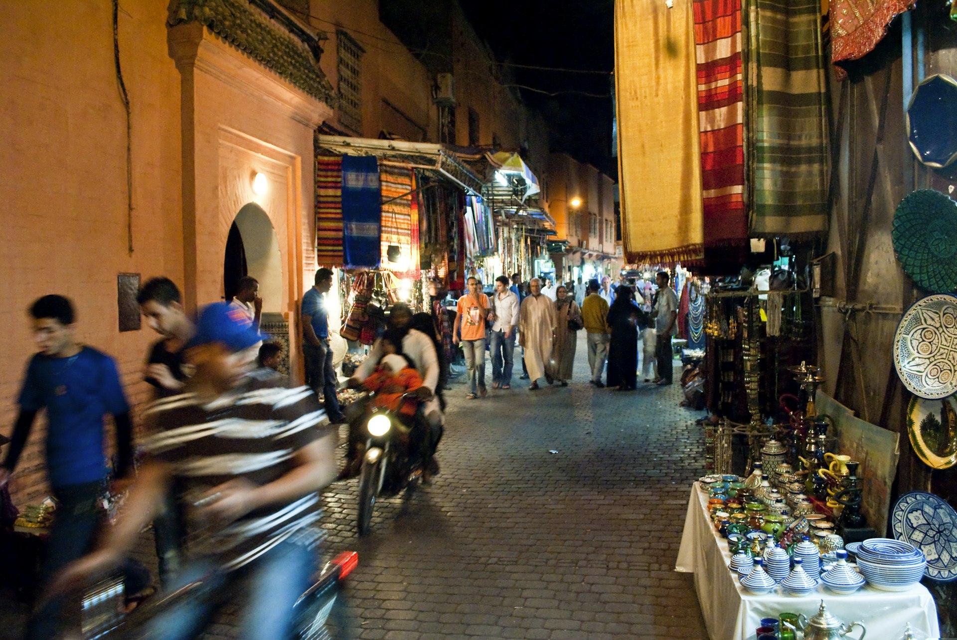 Markets of the Marrakesh medina at night