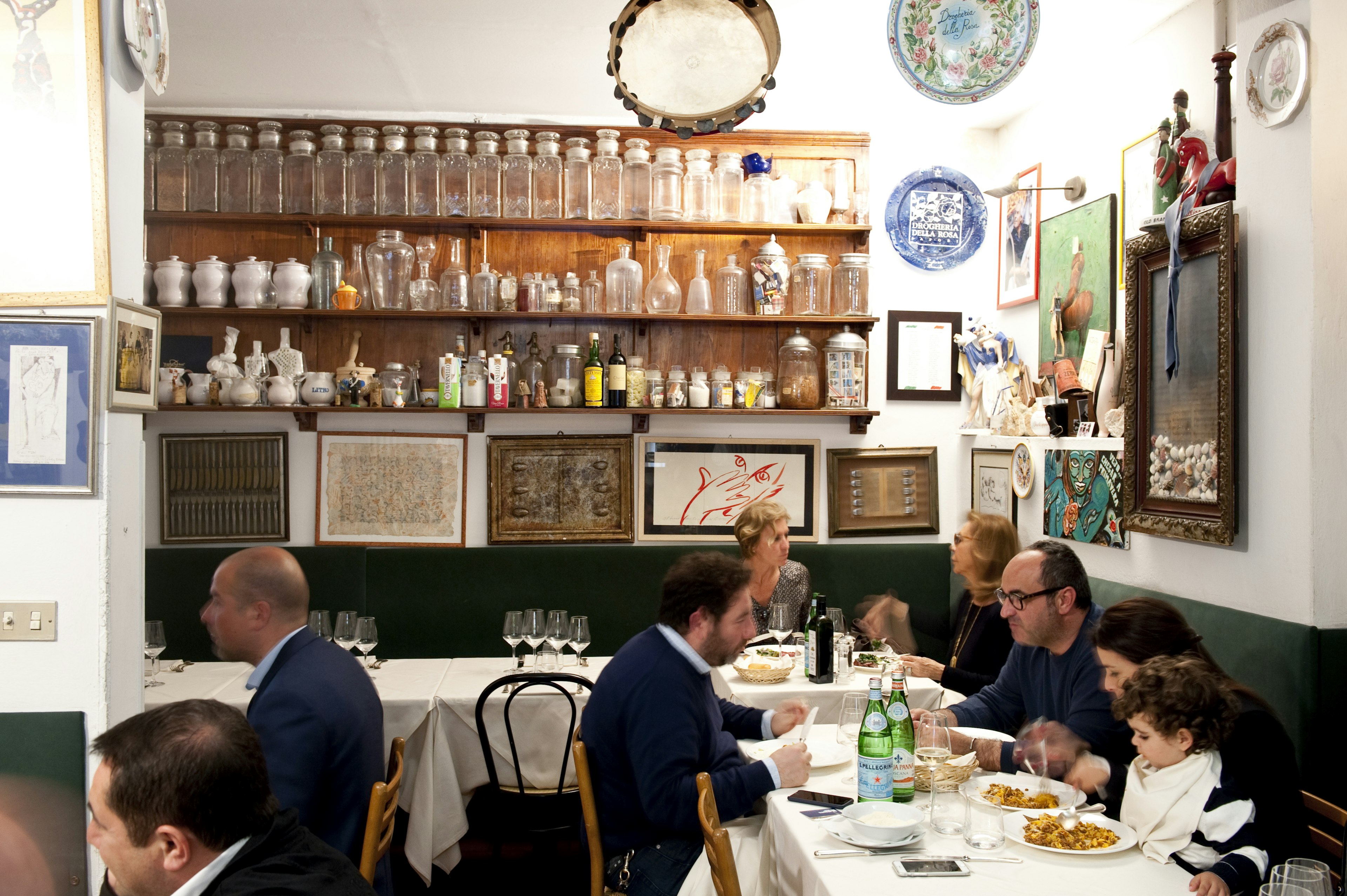 Restaurant Drogheria della Rossa occupies an old pharmacy in Bologna