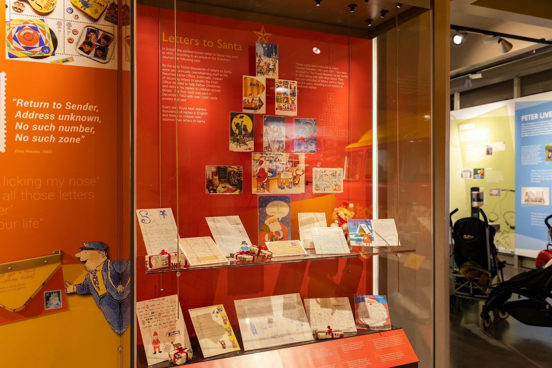 A display of letters written to Santa Claus at the Postal Museum