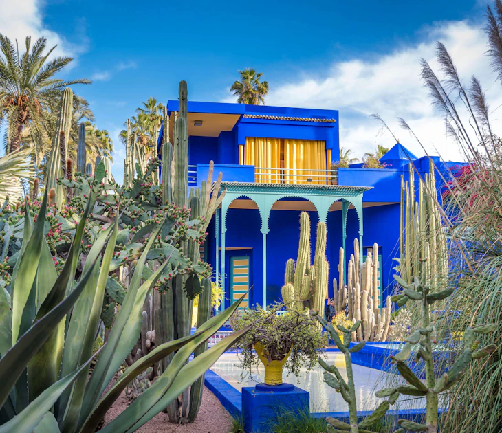 Majorelle Garden, Cubist villa designed by Paul Sinoir and purchased by fashion designers, Yves Saint-Laurent and Pierre Bergé.