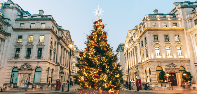 Decorated Christmas tree in a London