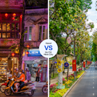 Bustling nightlife in Hanoi versus wide, tree lined boulevards in Ho Chi Minh City

Hanoi versus Ho Chi Minh City Vietnam
