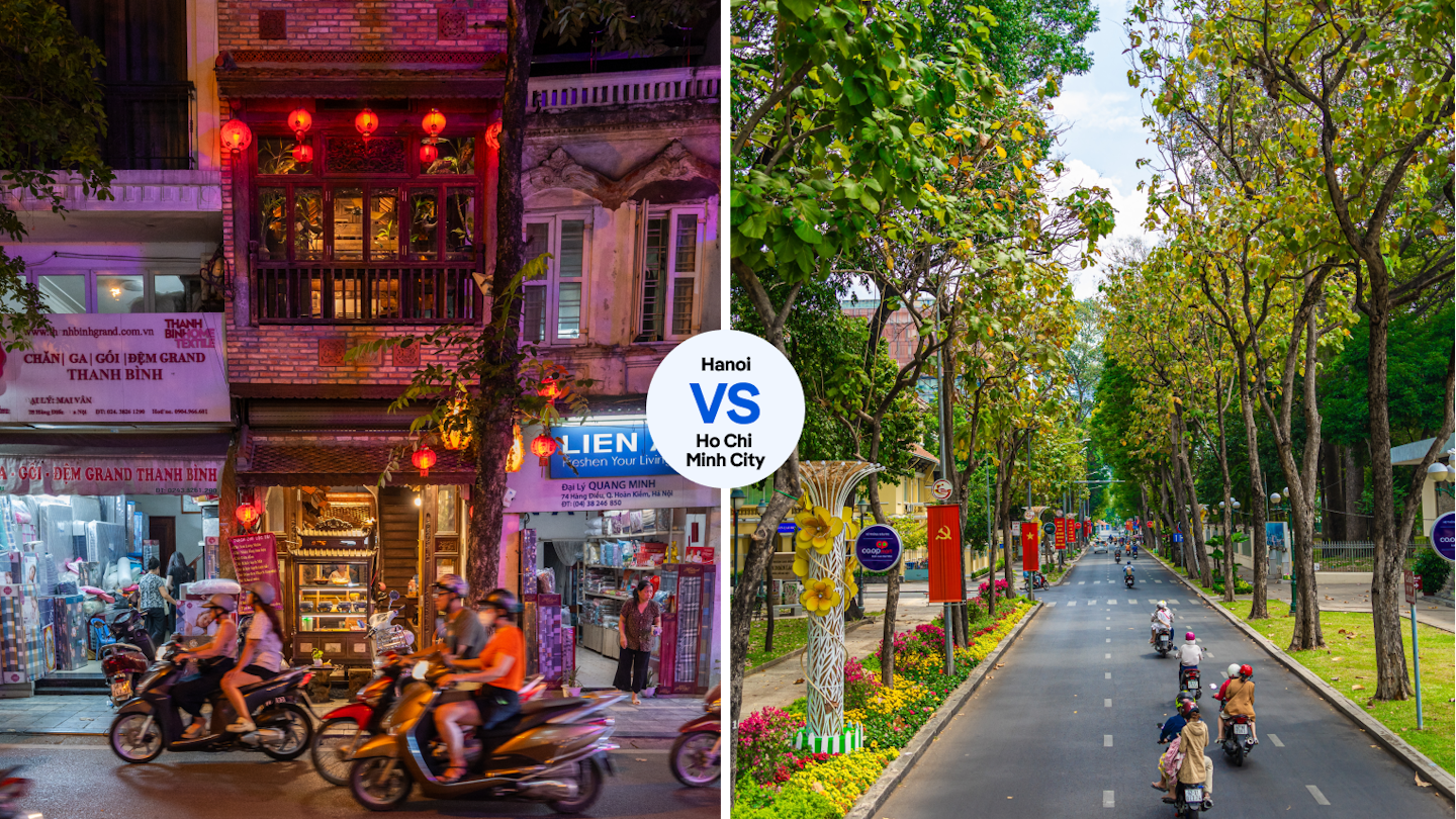 Bustling nightlife in Hanoi versus wide, tree lined boulevards in Ho Chi Minh City

Hanoi versus Ho Chi Minh City Vietnam