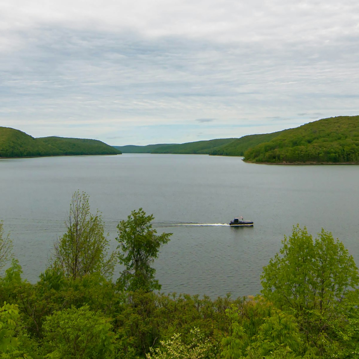 The Allegheny Reservoir in Warren County, Pennsylvania, USA behind Kinzua Dam on a spring day with a houseboat on the water
1152322706
warren, warren county, outdoor, landscape, green, beautiful, allegheny, kinzua, trail, america, scenic, view, county, mountains, states, appalachian, hills, vacation, scenery, destination, country, woods, countryside, northwestern, allegheny reservoir, spring day, overlook, house boat, recreation