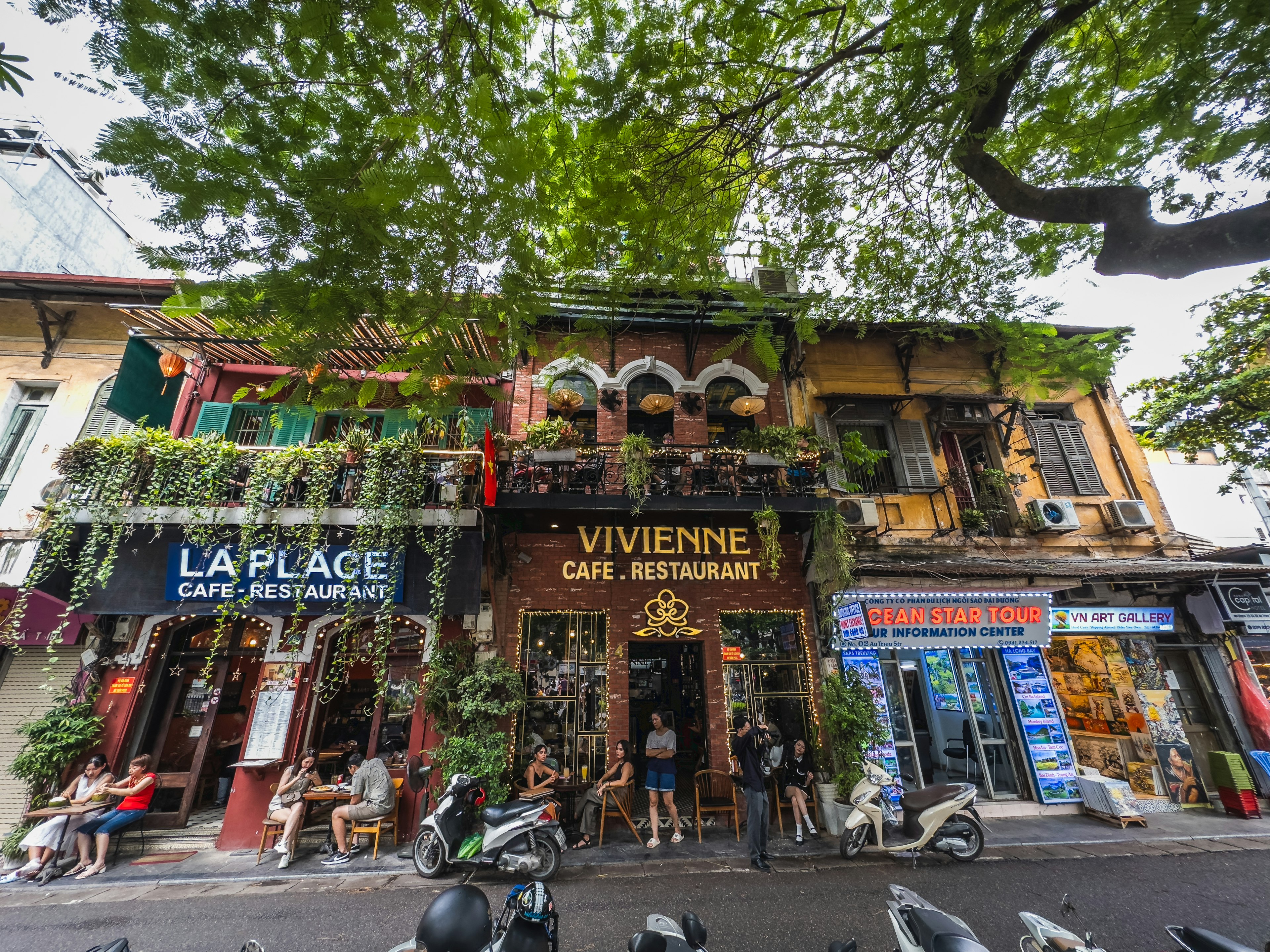 Busy street corner in the Old Town, Hanoi, Vietnam