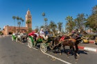 Horses and carriages and Minaret of the 12th century Koutoubia Mosque at dawn, UNESCO World Heritage Site, Marrakesh, Morocco, North Africa, Africa 1-11-19; Shutterstock ID 1551190064; full: 65050; gl: Online editorial; netsuite: Marrakesh getting around; your: Claire Naylor
1551190064