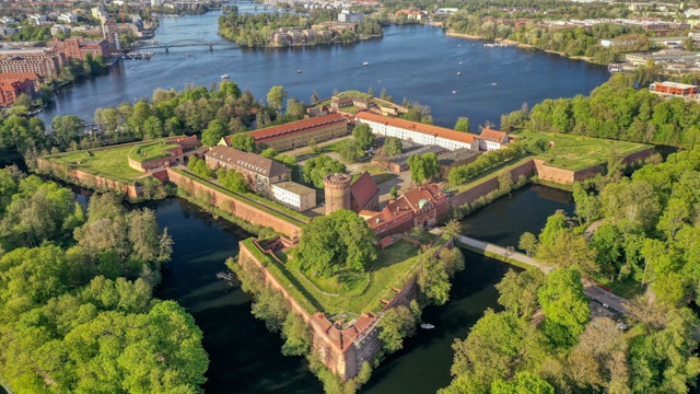 Aerial photo of Citadel Spandau in Berlin, Germany - a large fortress on the water