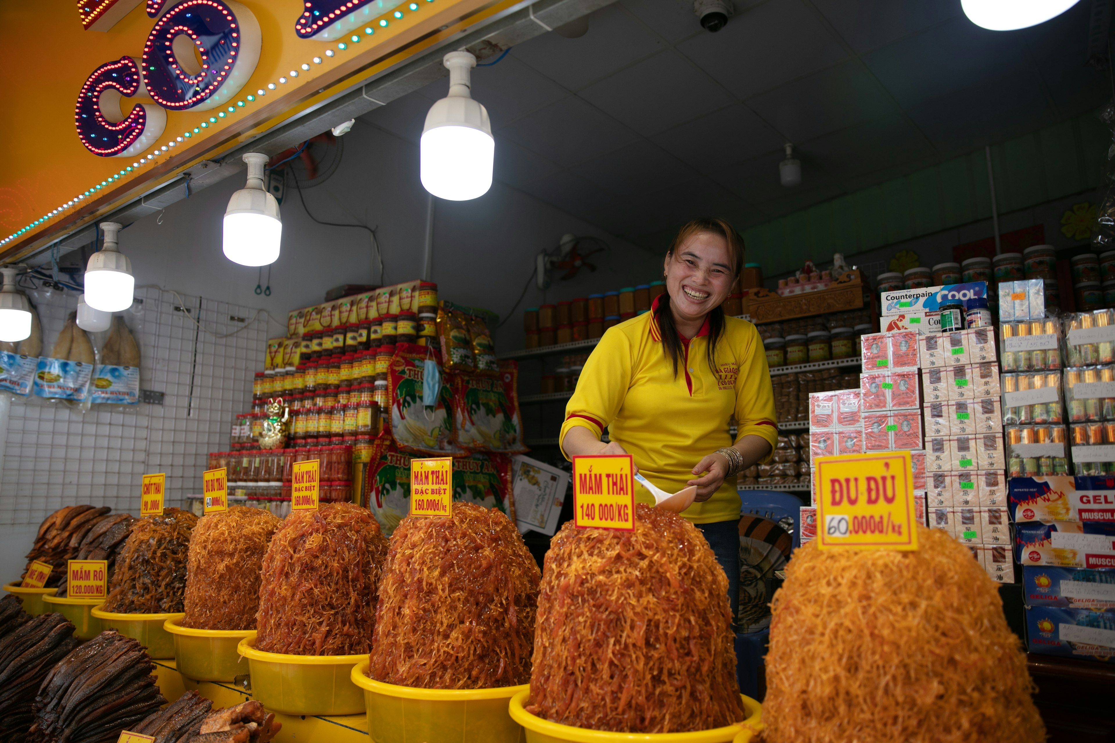 A market vendor at Chau Doc, An Giang, Vietnam