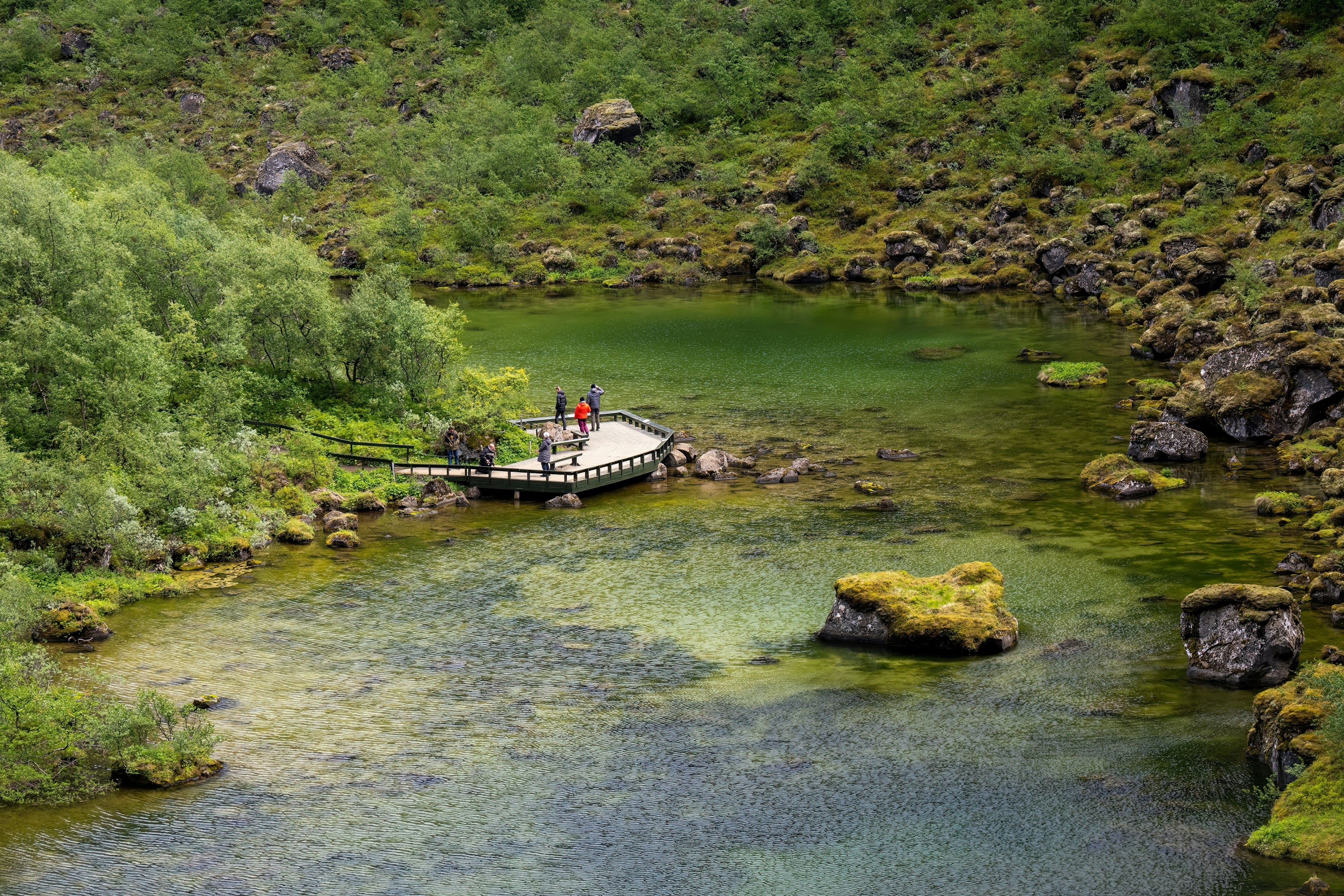 Asbyrgi a beautiful glacier canyon area surrounded by green fields and trees