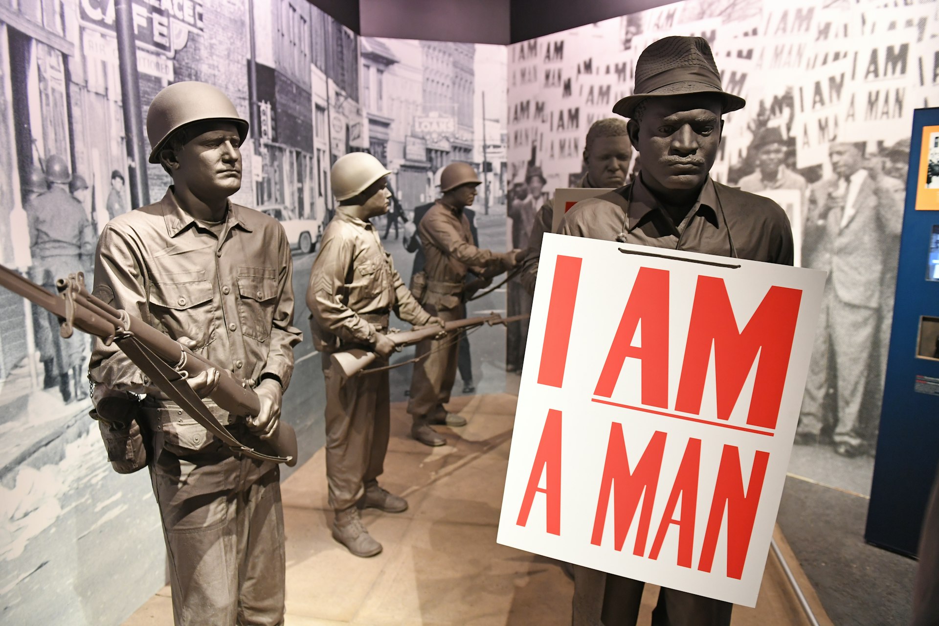 I Am A Man exhibit at the National Civil Rights Museum, Memphis, Tennessee, USA