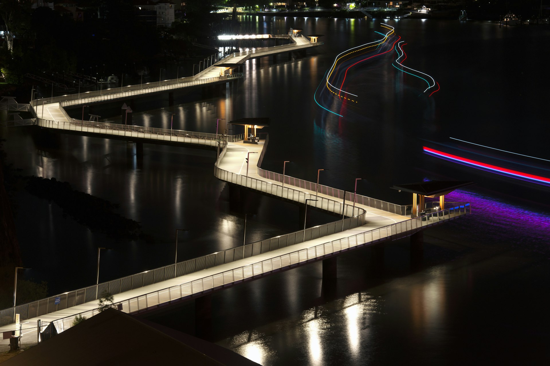 The Newfarm Riverwalk in Brisbane, Queensland, Australia. A scenic place to walk along or ride your bike with views of the Story Bridge and Brisbane City.