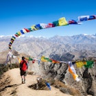 High mountain pass with tibetan prayer flags, Upper Mustang region, Nepal (MODEL RELEASED)
1145754364
