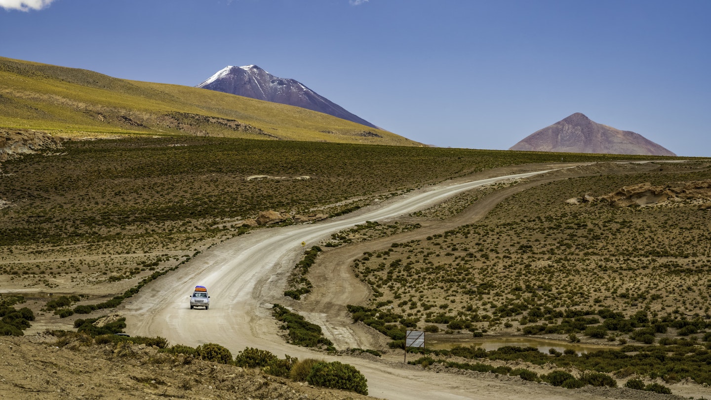 An off-road car driving through the altiplanos and mountains, Bolivia - stock photo
An off-road car driving through the altiplanos and mountains, Bolivia