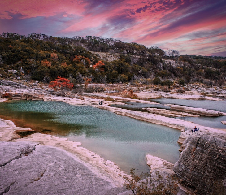 Peranales River that sometimes flows underground near LBJ Ranch in Teaas under crazy sunset sky with fall foliage
Peranales River that sometimes flows underground near LBJ Ranch in Teaas under crazy sunset sky with fall foliage and tourists.
1341493490
day-trip, pedernales river, trail, hill country, pedernales, beautiful, sundown, stunning, trees, fall, trekking, stone, natural, background, view, park, rock, scenic, outdoor, landscape, fall colors, pedernales falls, scenery, hiking trail