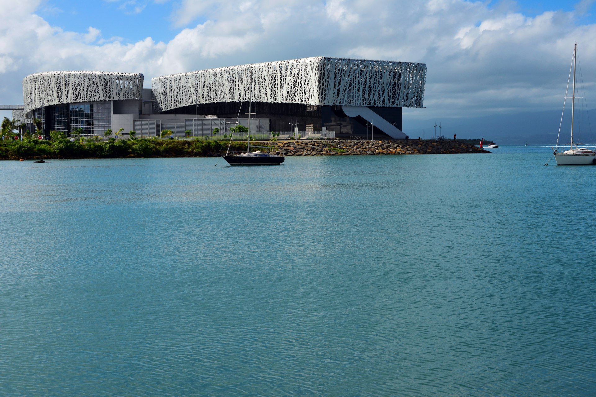 Exterior of the Caribbean Center for Expressions and Memory of the Trade and Slavery as seen from the sea
