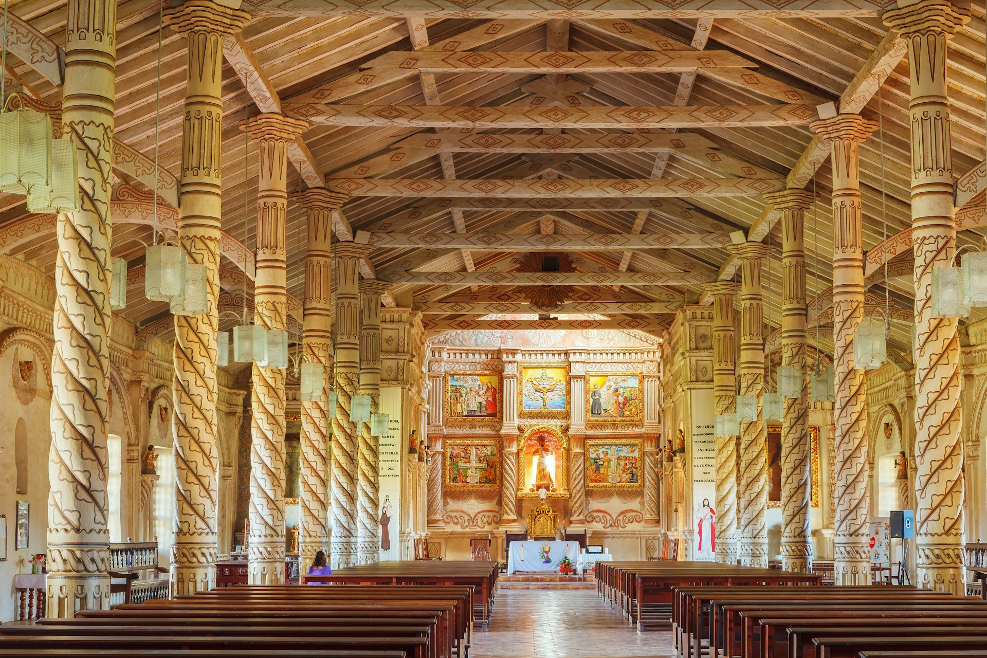 Interior of the Jesuit Mission Church of St Xavier, in the region of Chiquitos, named by UNESCO World Heritage