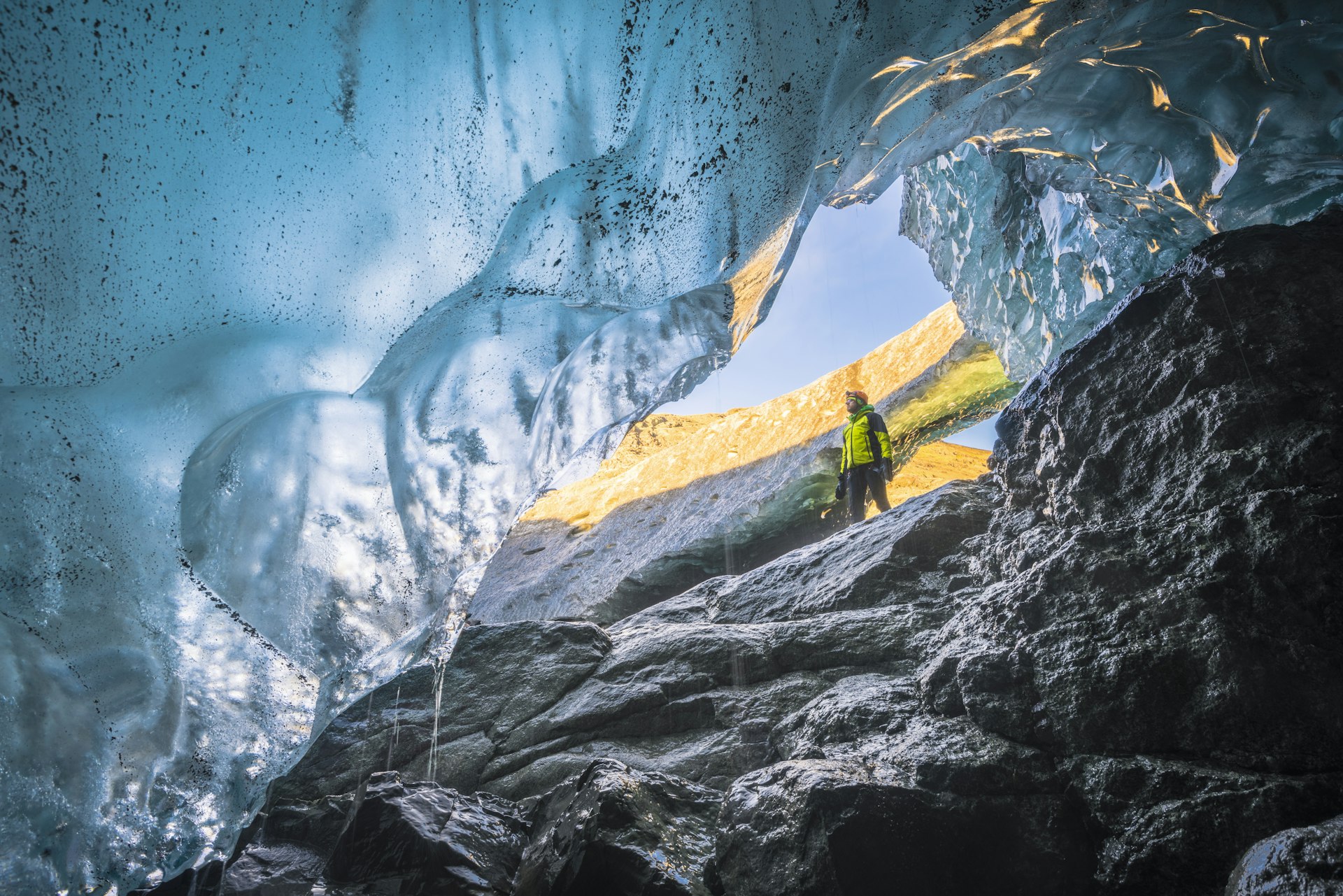 An ice cave in Vatnajokull Glacier National Park, Iceland