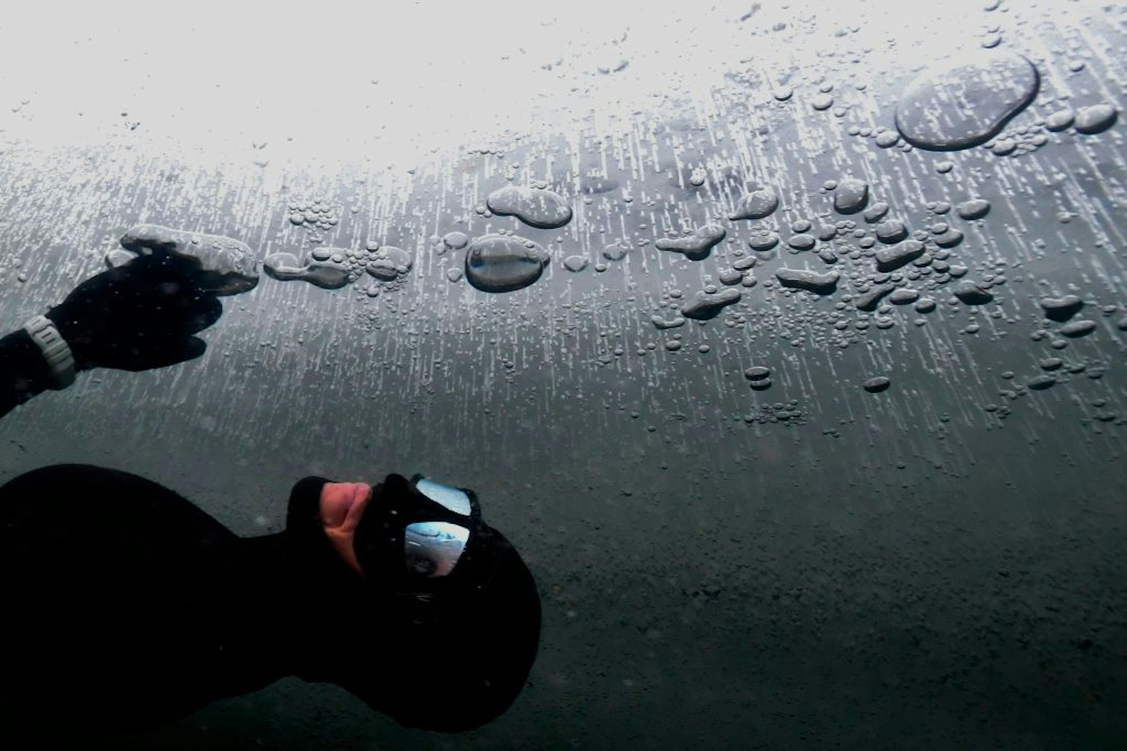 Johanna Nordblad, 42, Finnish freediver swims under ice during a Ice-freediving training session on February 28, 2017, in Somero (southwest Finland).