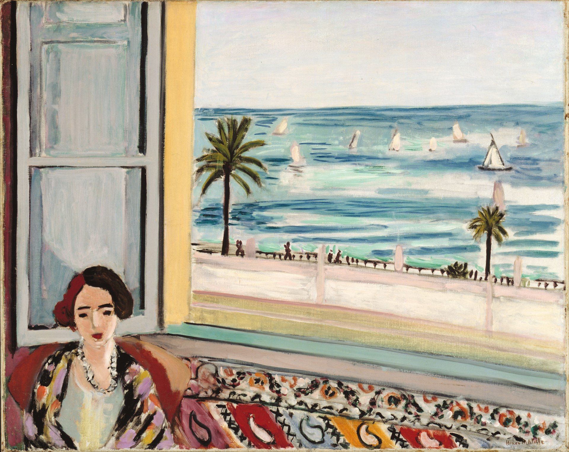 The painting "Seated Woman, Back Turned to the Open Window" (ca 1922) by Henri Matisse