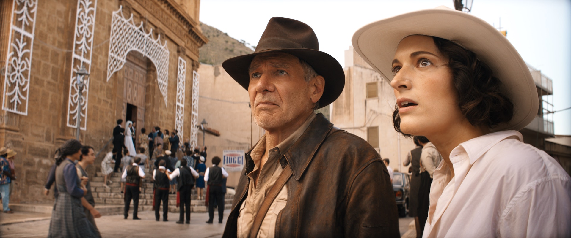Indiana Jones (Harrison Ford) and Helena (Phoebe Waller-Bridge) in Lucasfilm Indiana Jones and the Dial of Destiny