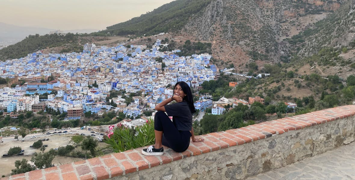 Deepa looking over Chefchaouen 