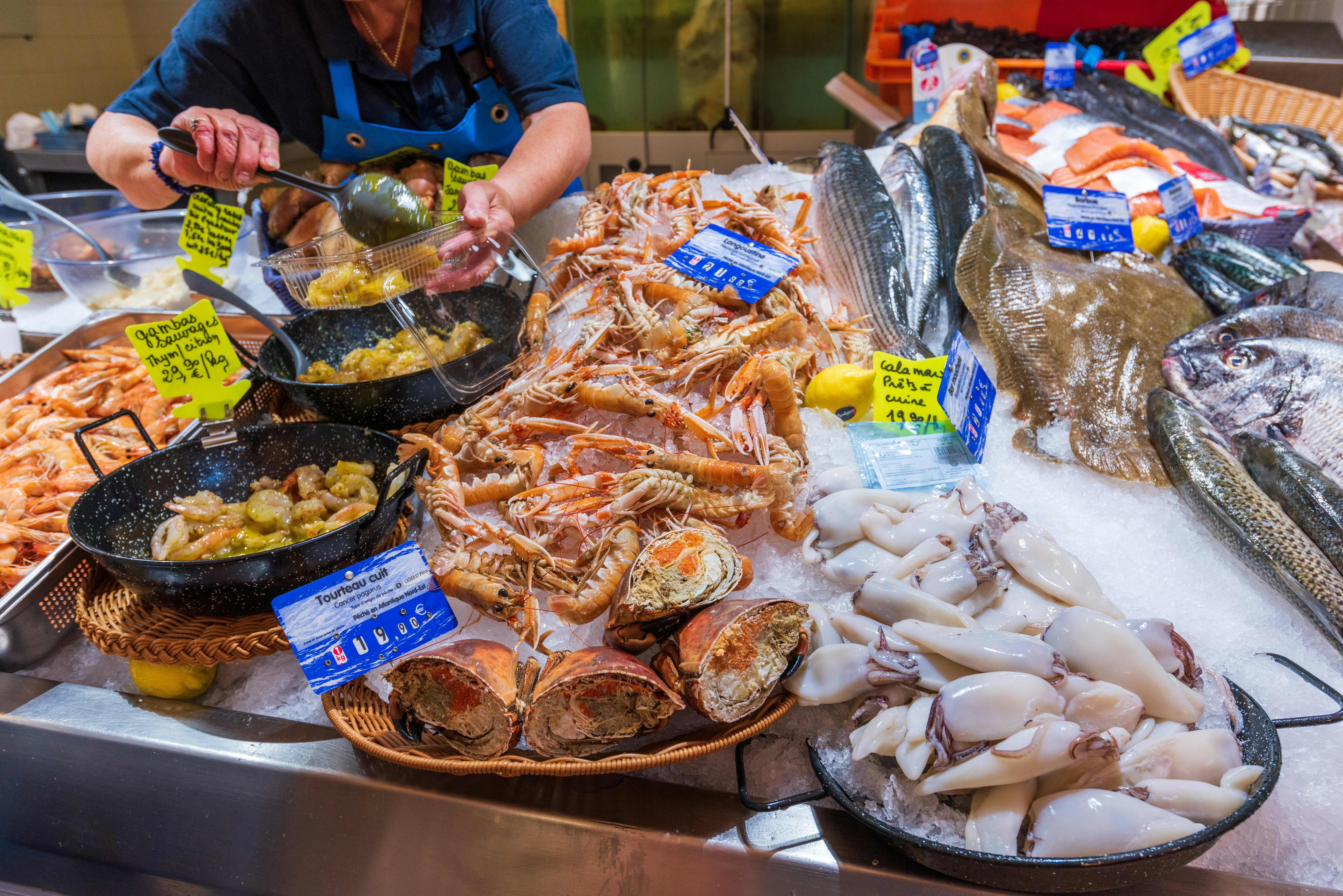 Fish for sale at the market in Cap Ferret, Gironde, France