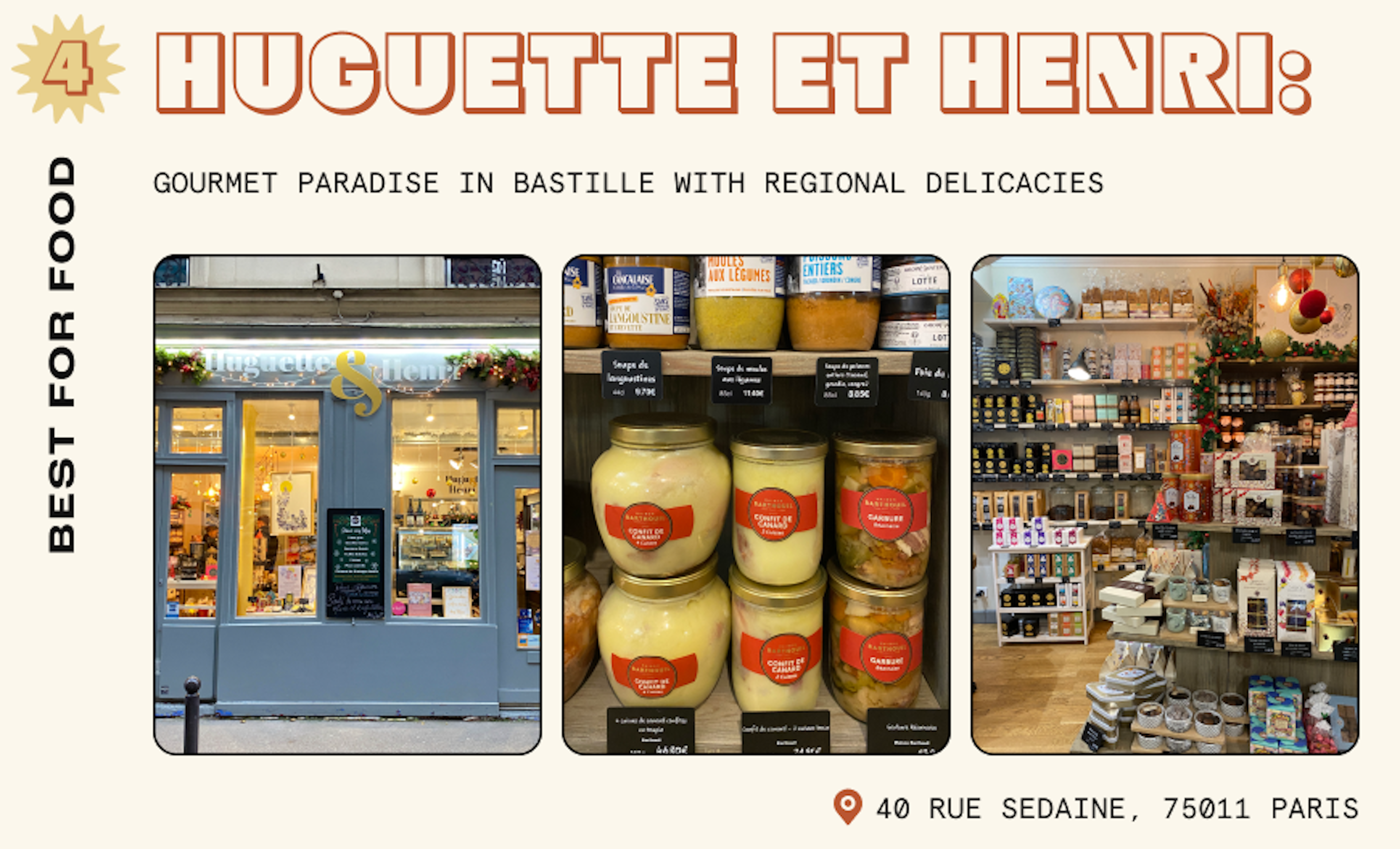 A Parisian gourmet grocery store with shelves of condiments and cheese on display