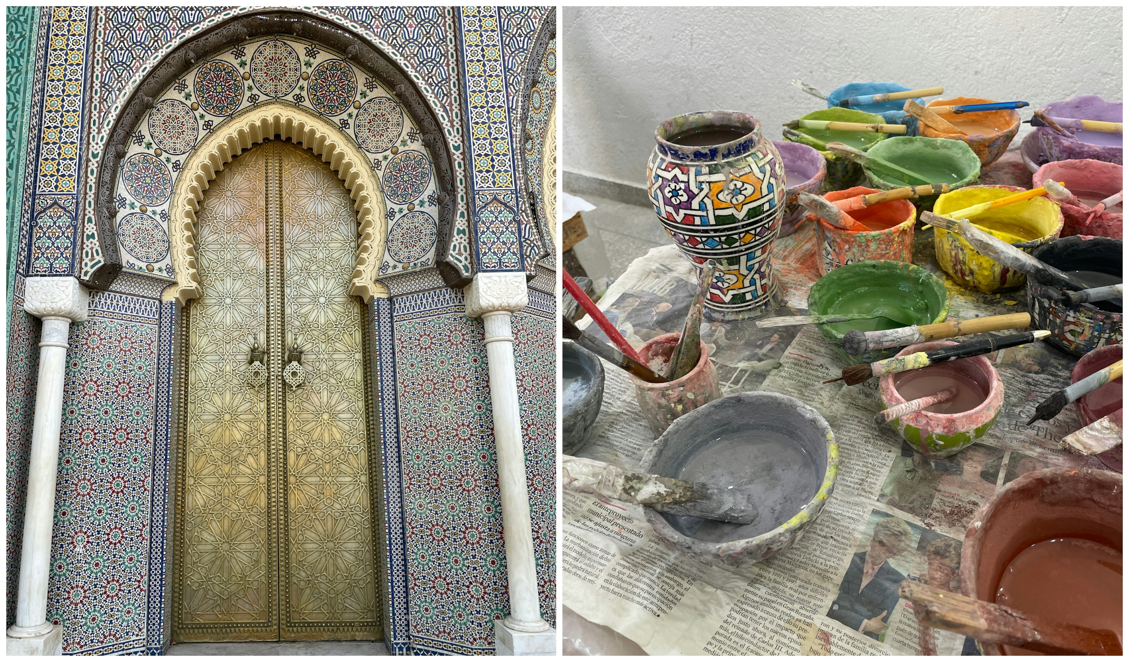 L: Royal Palace of Fez R: Art Argile ceramics factory in Fez