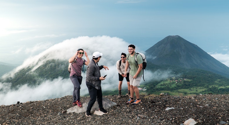 latin tourists have fun on top of a mountain with the El Salvador Volcano at the background
2037393419
activity,  adventure,  freedom,  hike,  hiking,  landscape,  mountain,  nature,  outdoor,  peak,  people,  sky,  top,  tourist,  travel,  trekking,  view,  volcano,  young,  el salvador,  san salvador,  Adventure,  Glasses,  Gravel,  Hat,  Hiking,  Mobile Phone,  Mountain,  Mountain Range,  Nature,  Outdoors,  Peak,  Person,  Photography,  Road,  Shoe