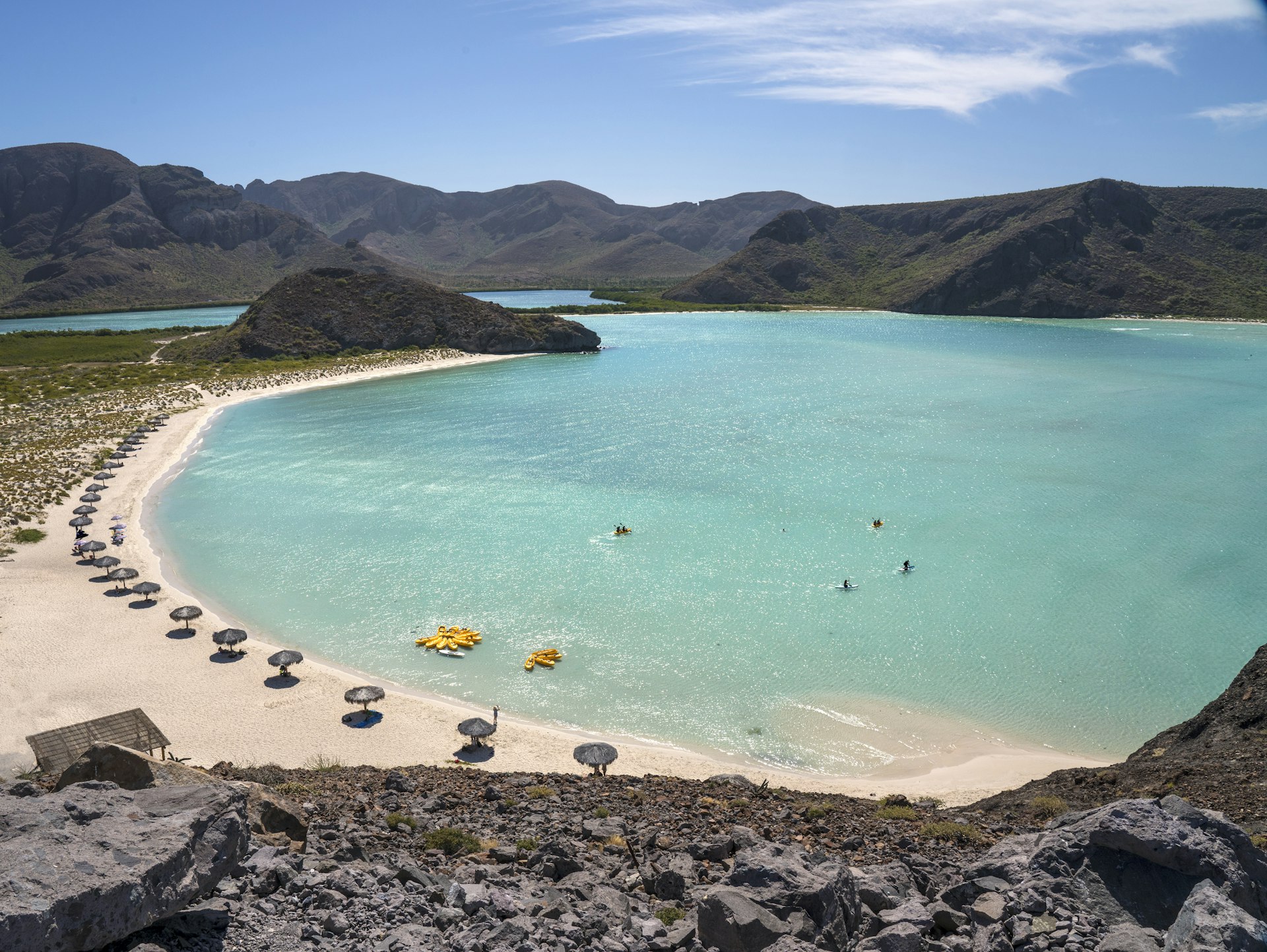 Balandra Bay (Bahia Balandra) just north of La Paz is one of the most beautiful coastal areas in Mexico. The bay is on the Sea of Cortez side of Baja California Sur. 1297083354 Getty Images/iStockphoto
