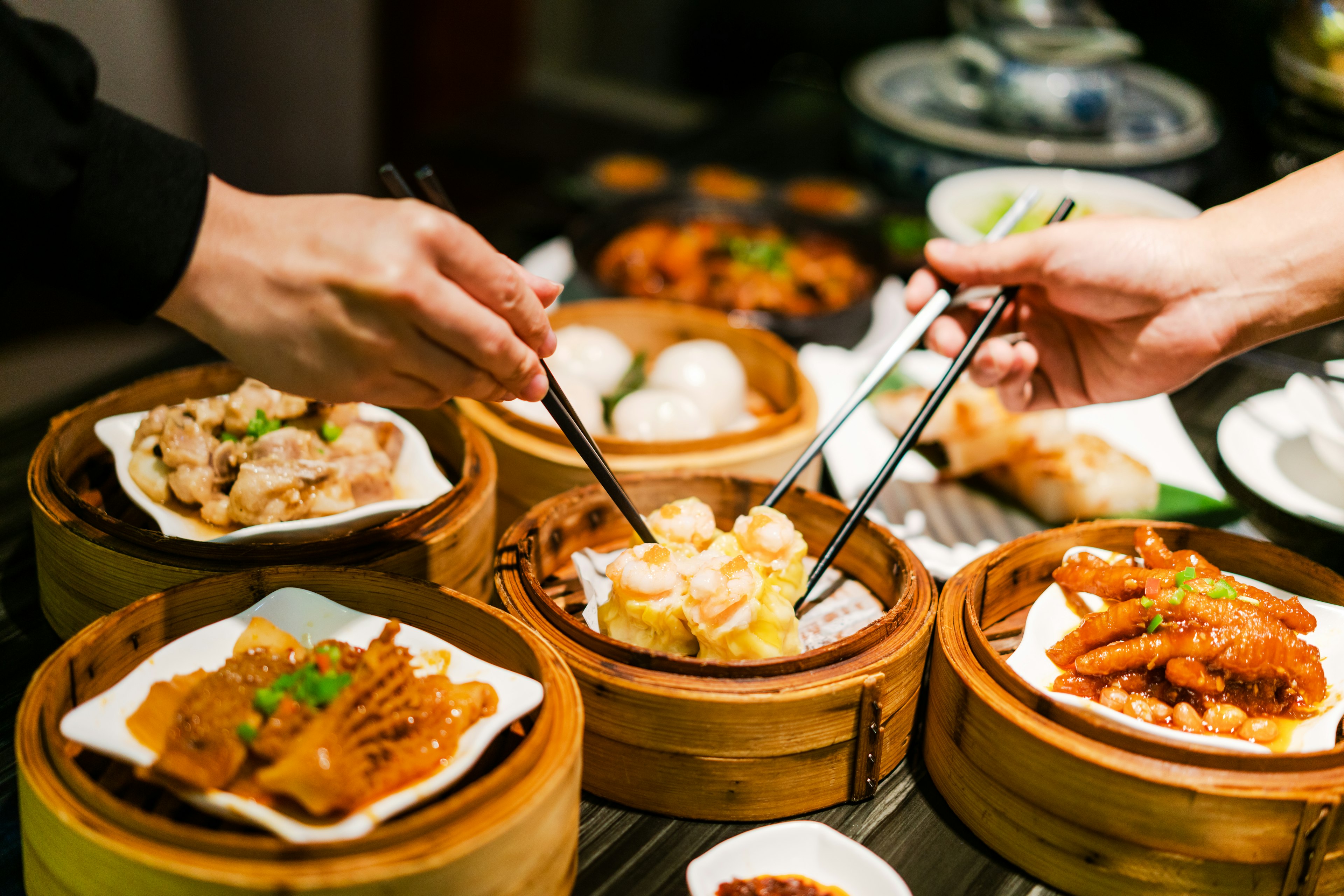 A spread of dim sum, Guangzhou, China