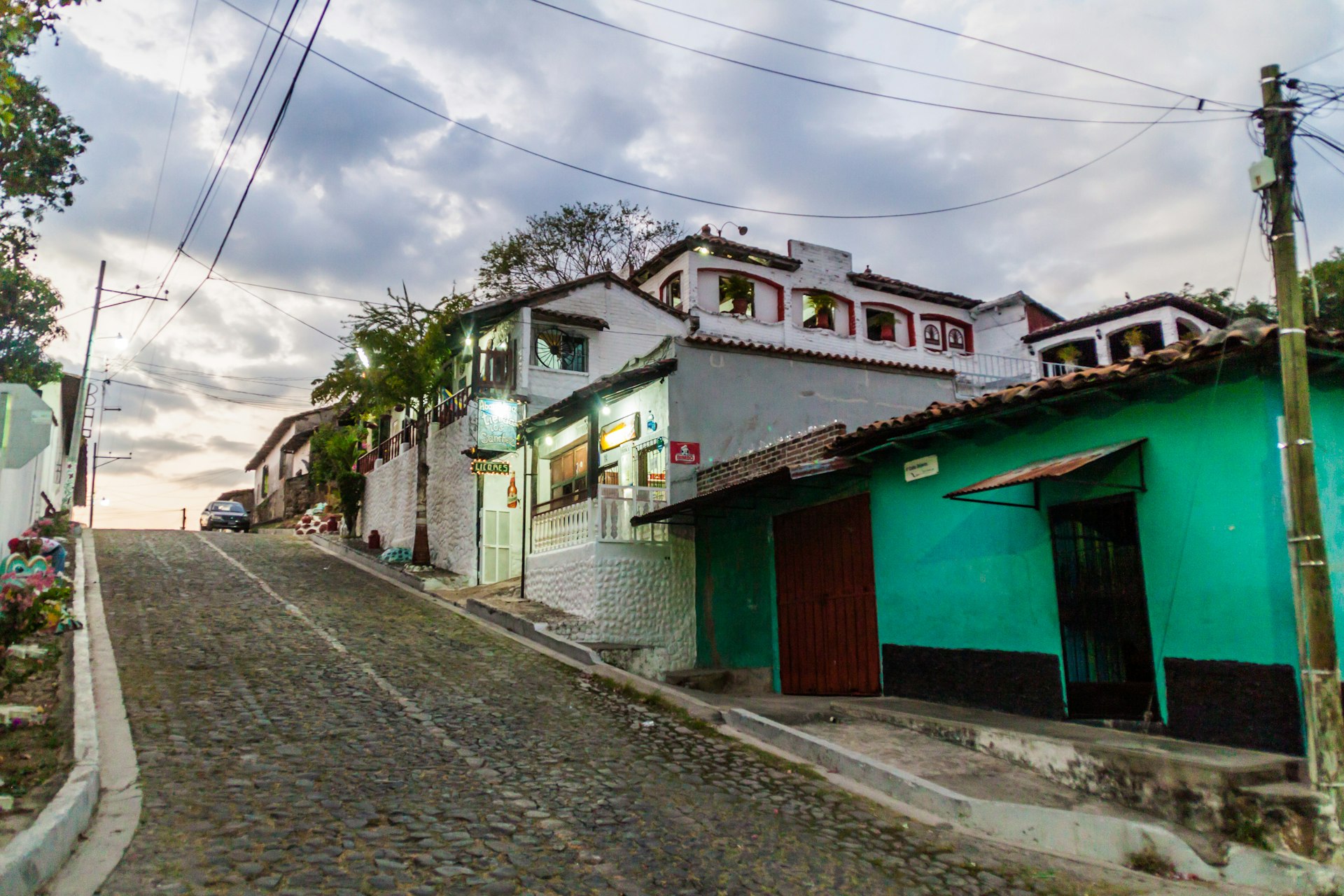 A cobbled street in Suchitoto, El Salvador