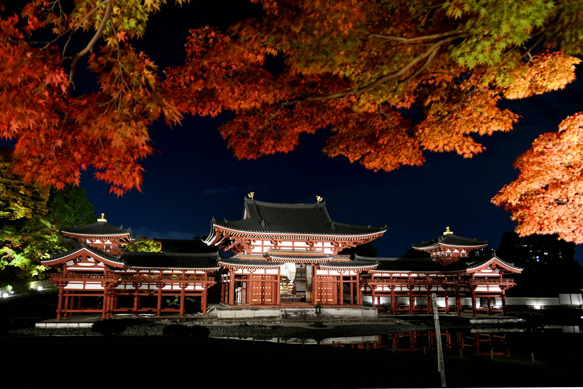 Phoenix Hall of Byōdō-in at night, Uji, Kyoto, Japan