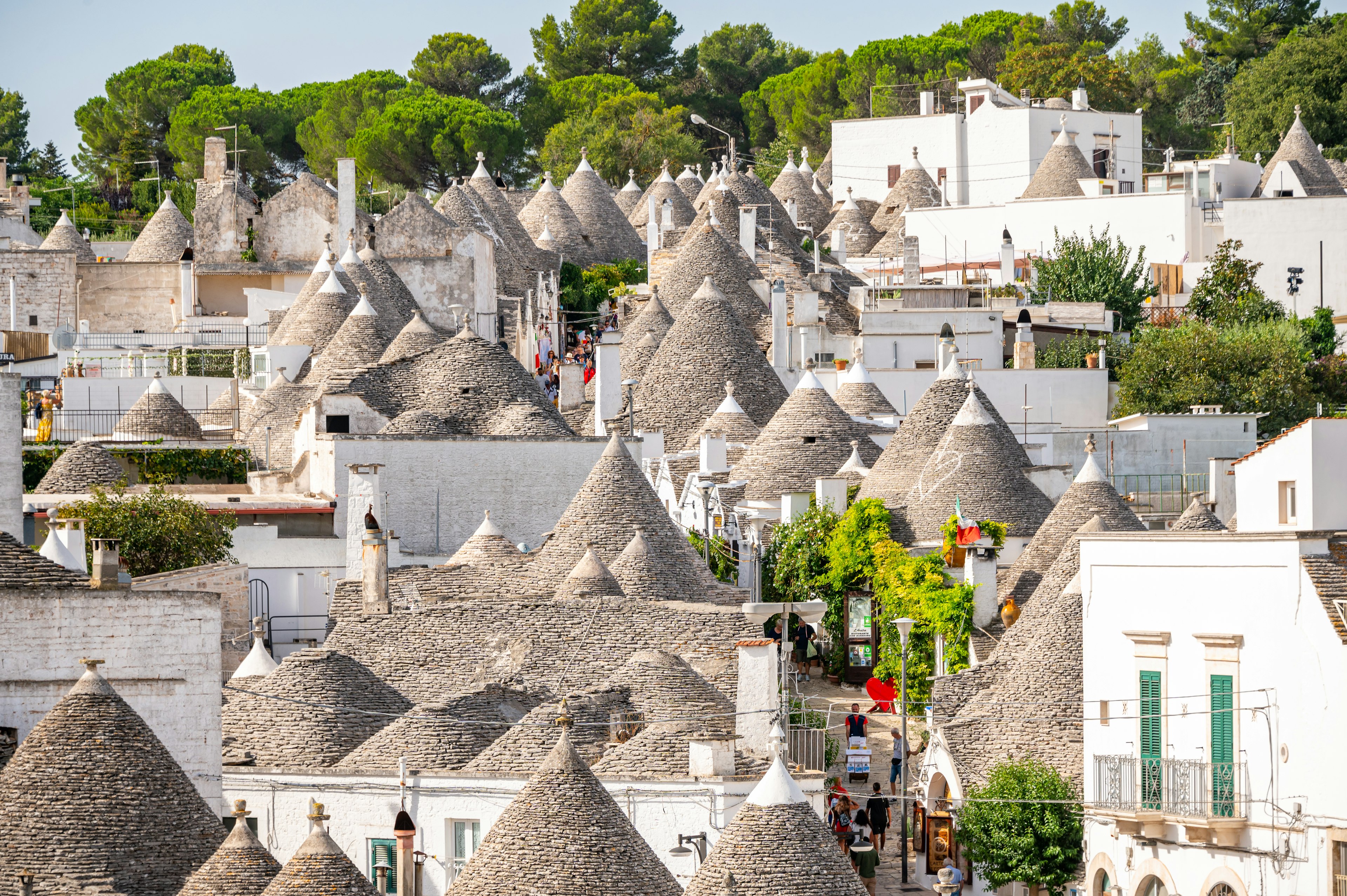 Small round buildings with narrow streets in between