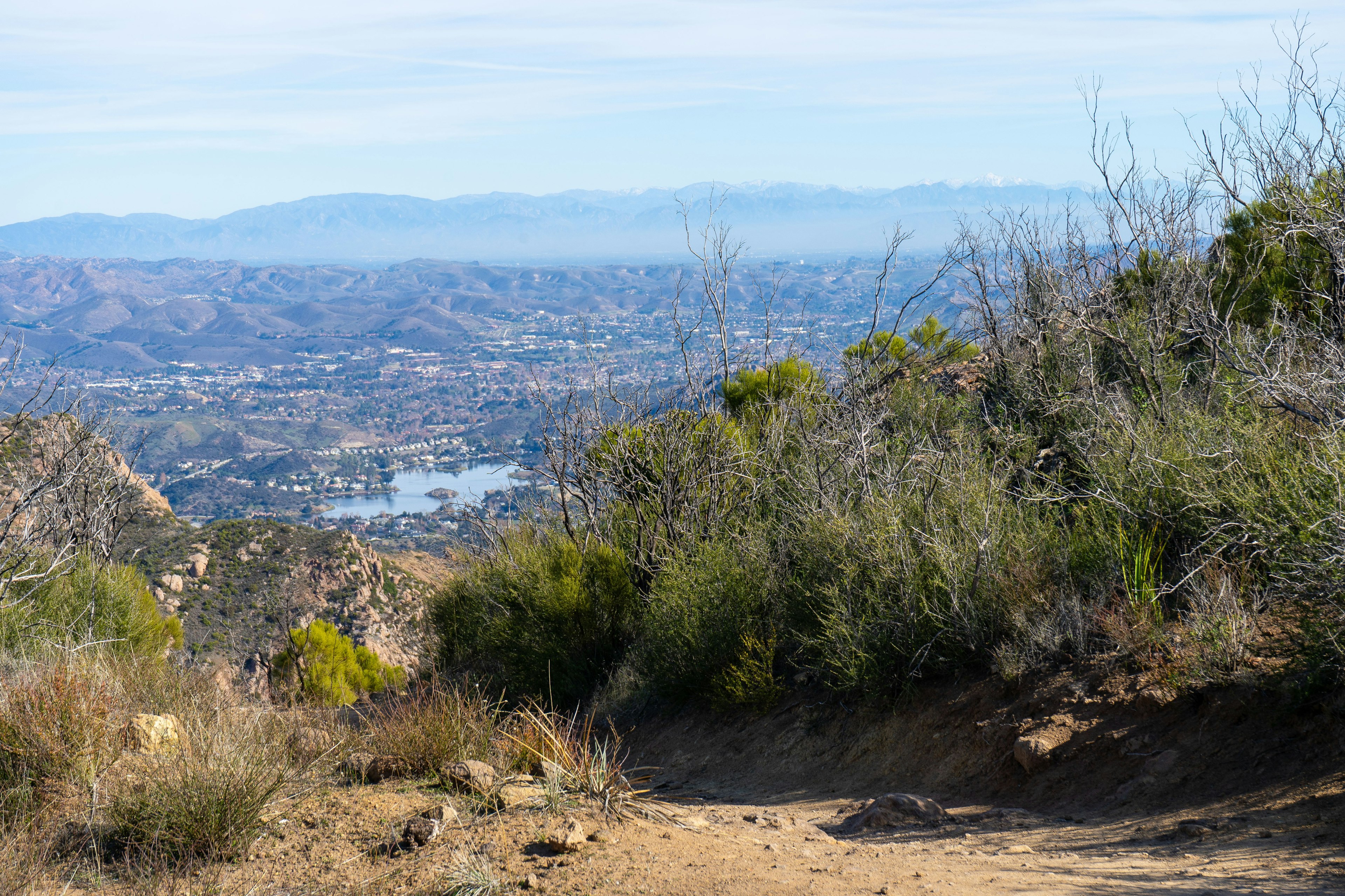 Views hiking to the peak of Sandstone Mountain, the tallest peak in the Santa Monica Mountain Range.