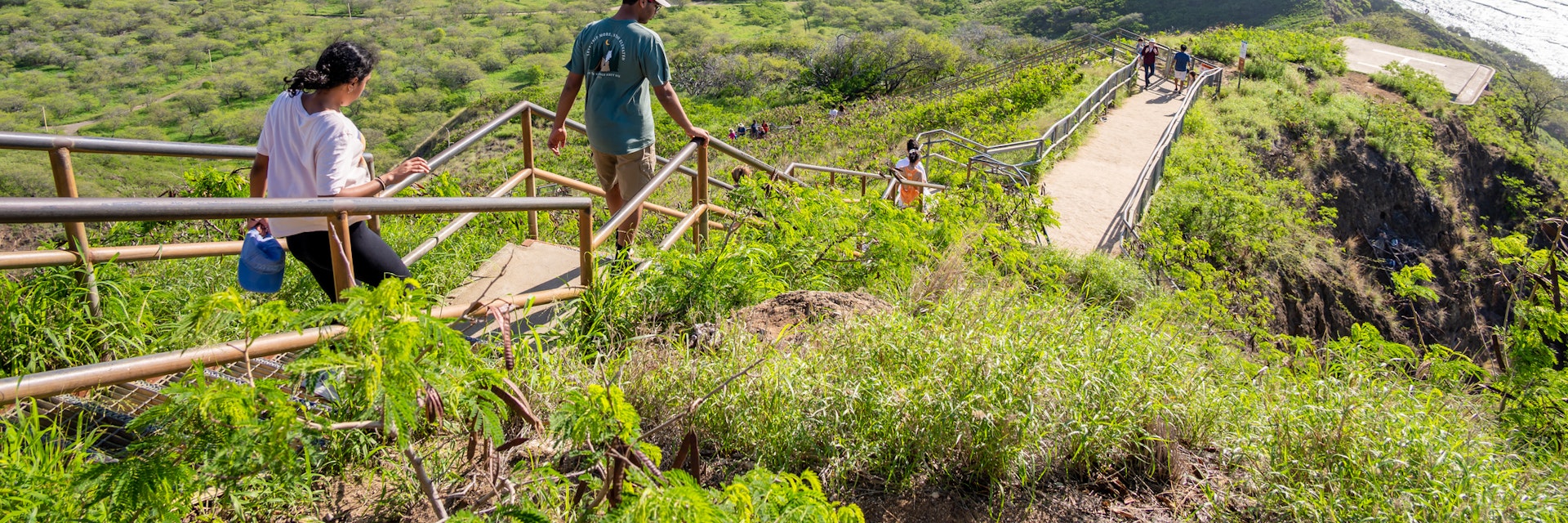 Honolulu, Hawaii - December 27, 2022: Tourists hiking on the Diamond Head lookout trail.
1458042645
coast, diamond, hawaiian, hike, lookout, ocean, park, scenic, view, hawaii, landscape, outdoor, vacation