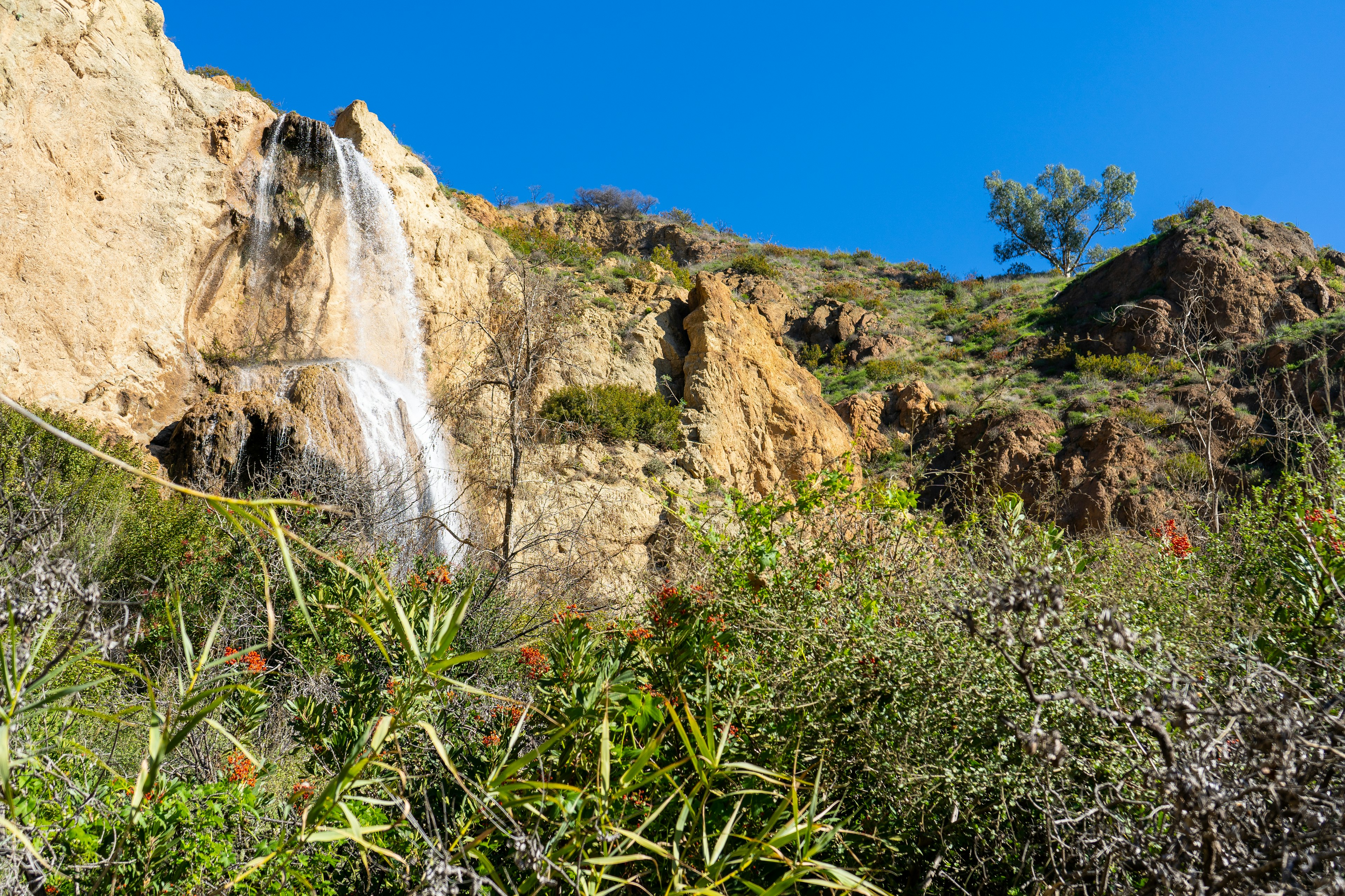 A views of Escondido Falls after a heavy rainfall, Malibu, California, USA