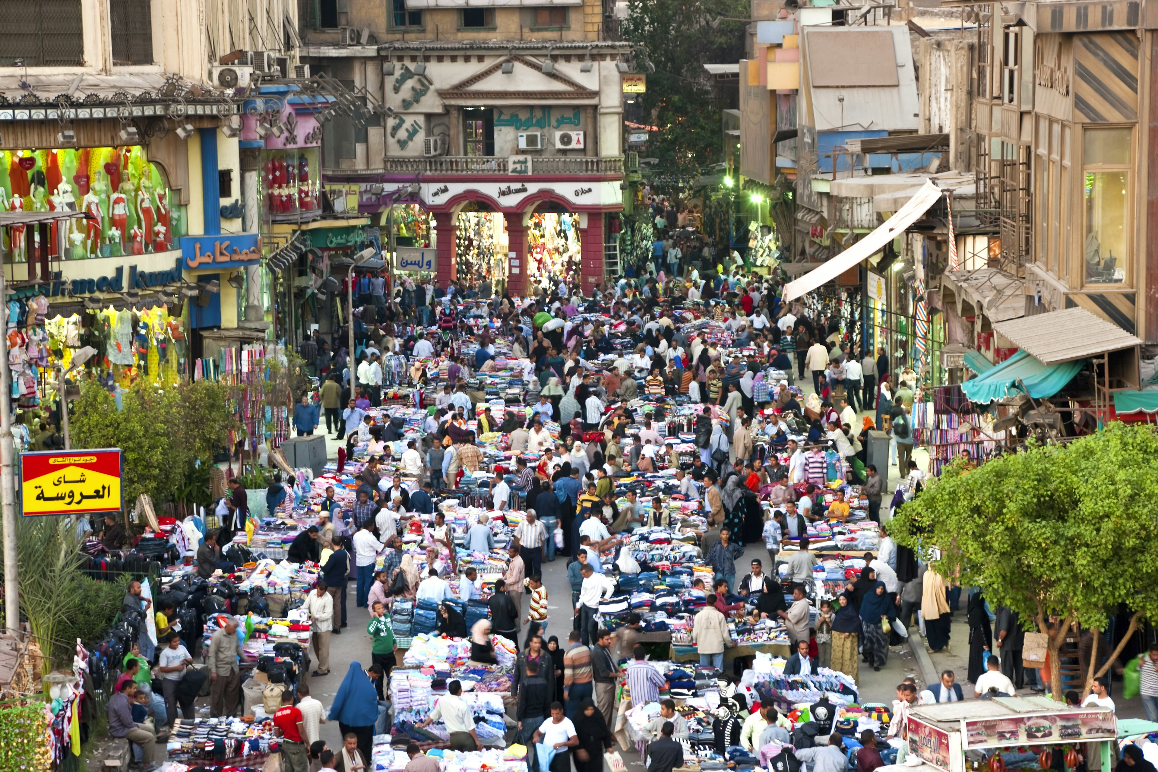 Shoppers at a street market in Cairo.