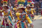 Oruro, Bolivia - February 26, 2017: Tinkus dancers from the group Los Tolkas, performing in Av 6 de Agosto, at the annual Oruro Carnival in Bolivia. The event has been classified by UNESCO as being of Intangible Cultural Heritage of Humanity and attracts around 30,000 dancers and musicians.
682786686
action, america, beautiful, bolivian, carnival, colour, colourful, cultural, culture, dance, ethnic, fabric, face, famous, festival, fiesta, green, group, happy, moving, oruro, procession, tinkus, urban, woman