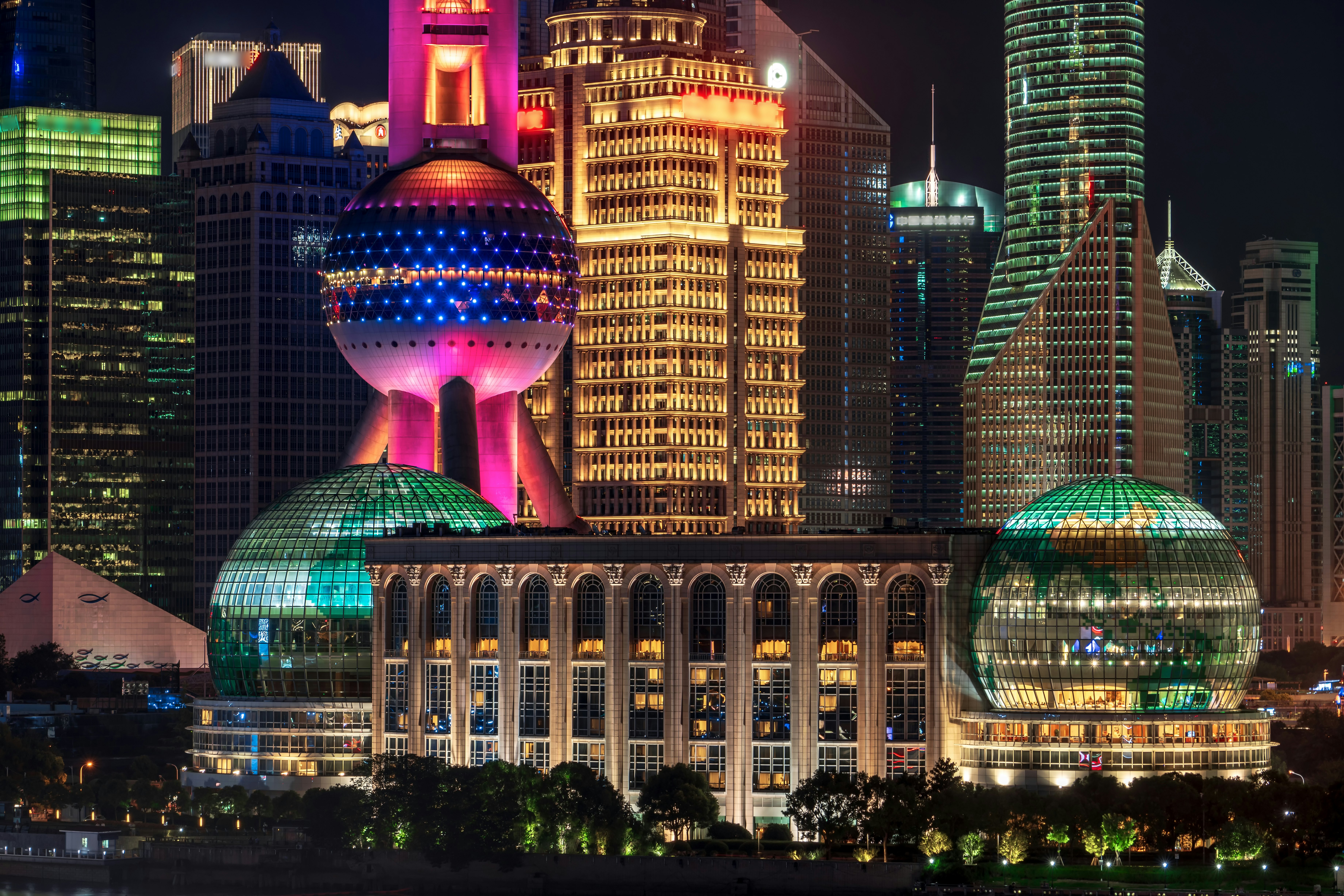 The nighttime skyline of Shanghai, China