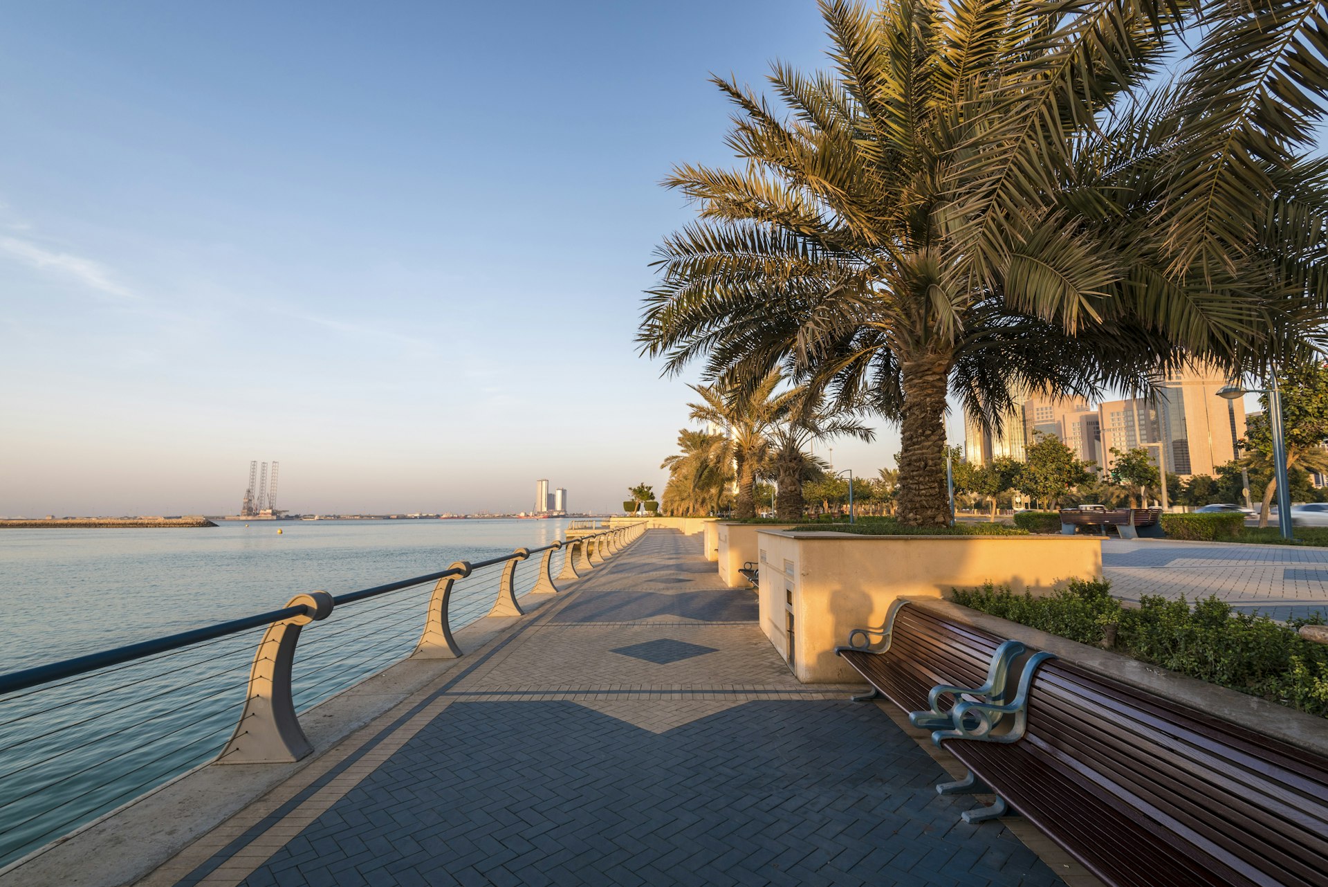 Corniche of Abu Dhabi, capital city of the United Arab Emirates