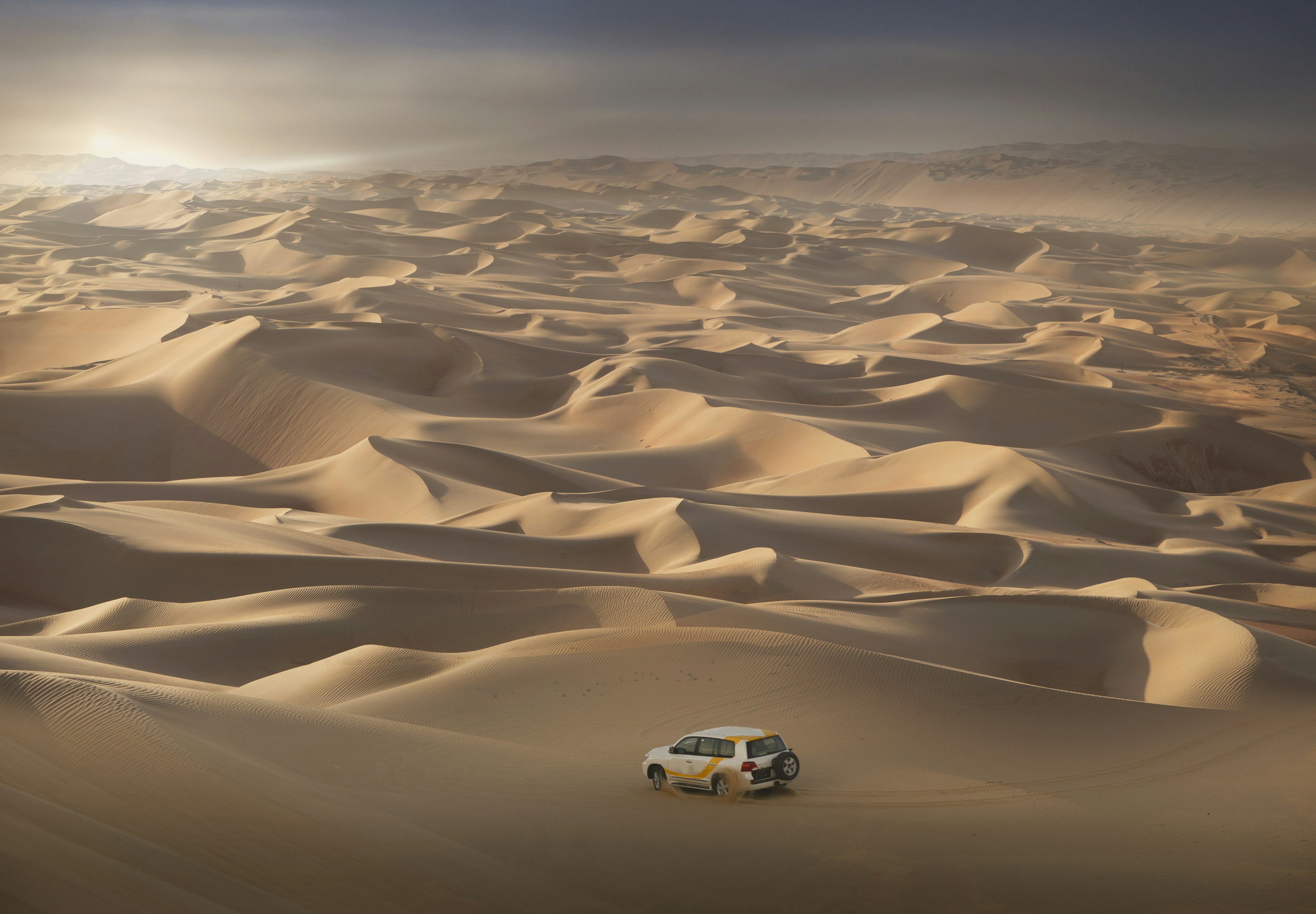 In the dunes of the Empty Quarter Desert, on the border between Abu Dhabi and Saudi Arabia