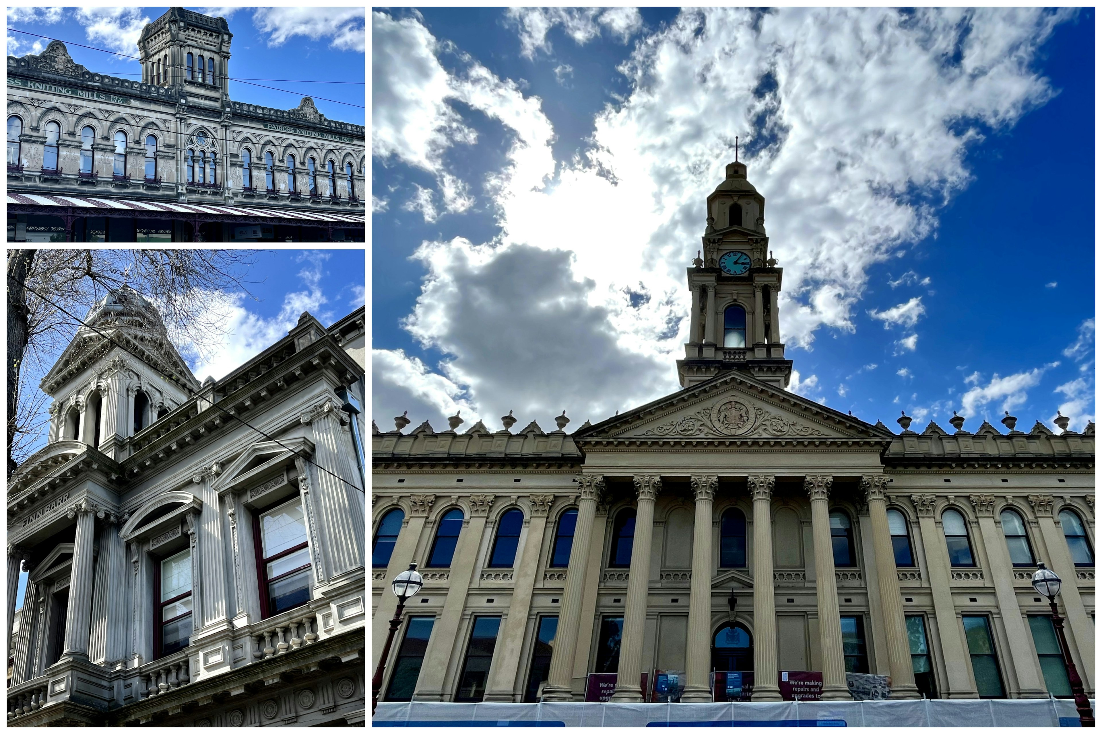 Exterior shots of historic buildings in Melbourne