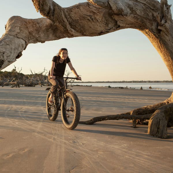Cycling on a beach in Georgia, USA