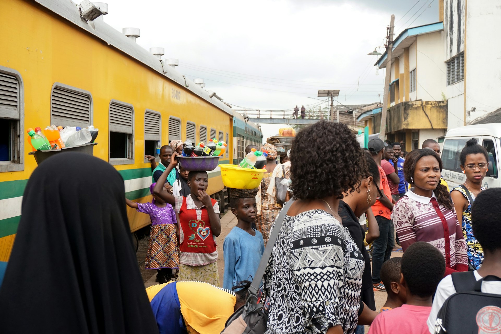Passengers on the platform at a train station in Lagos, Nigeria
