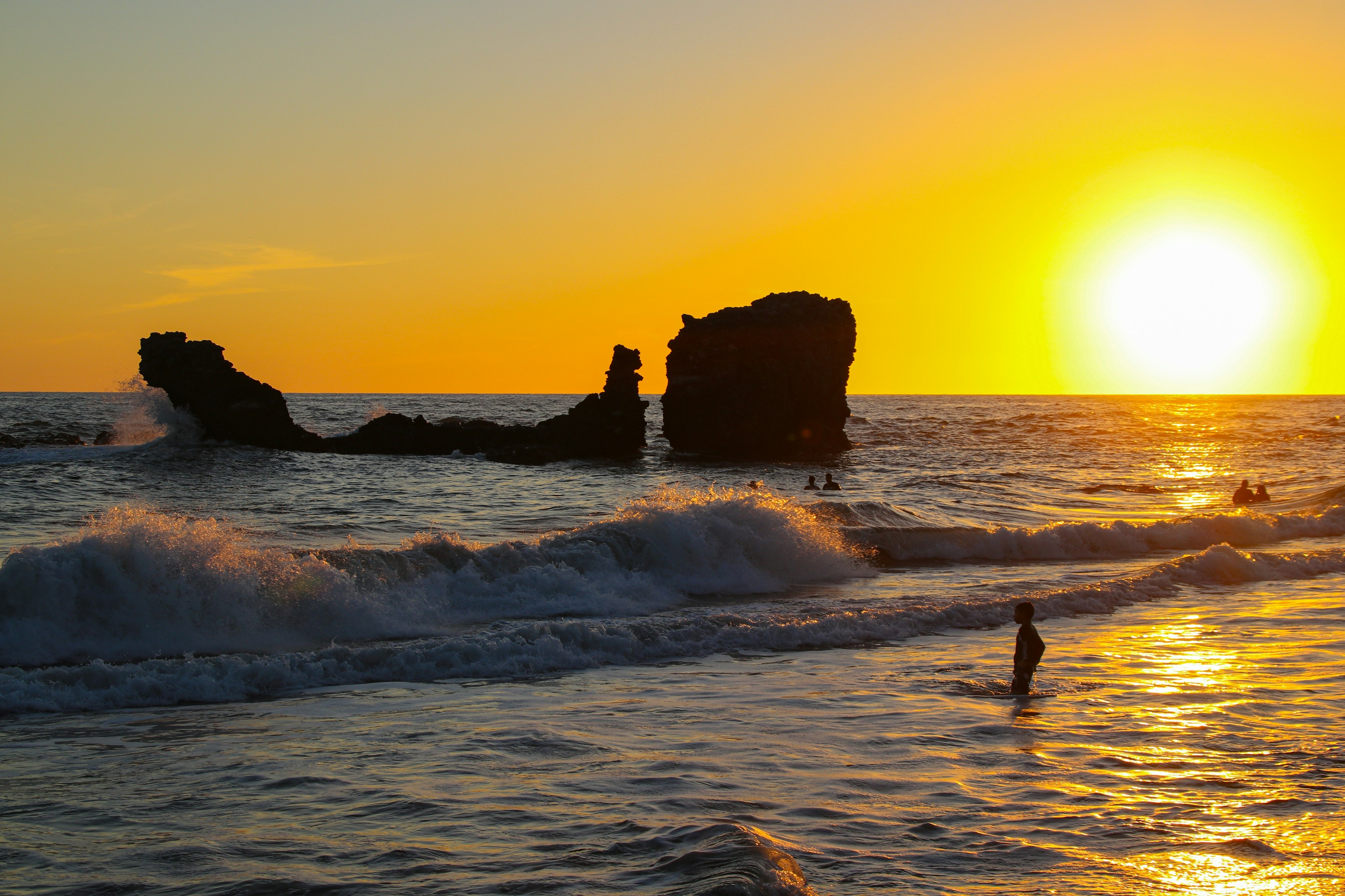 Sunset on the beach at El Tunco, El Salvador