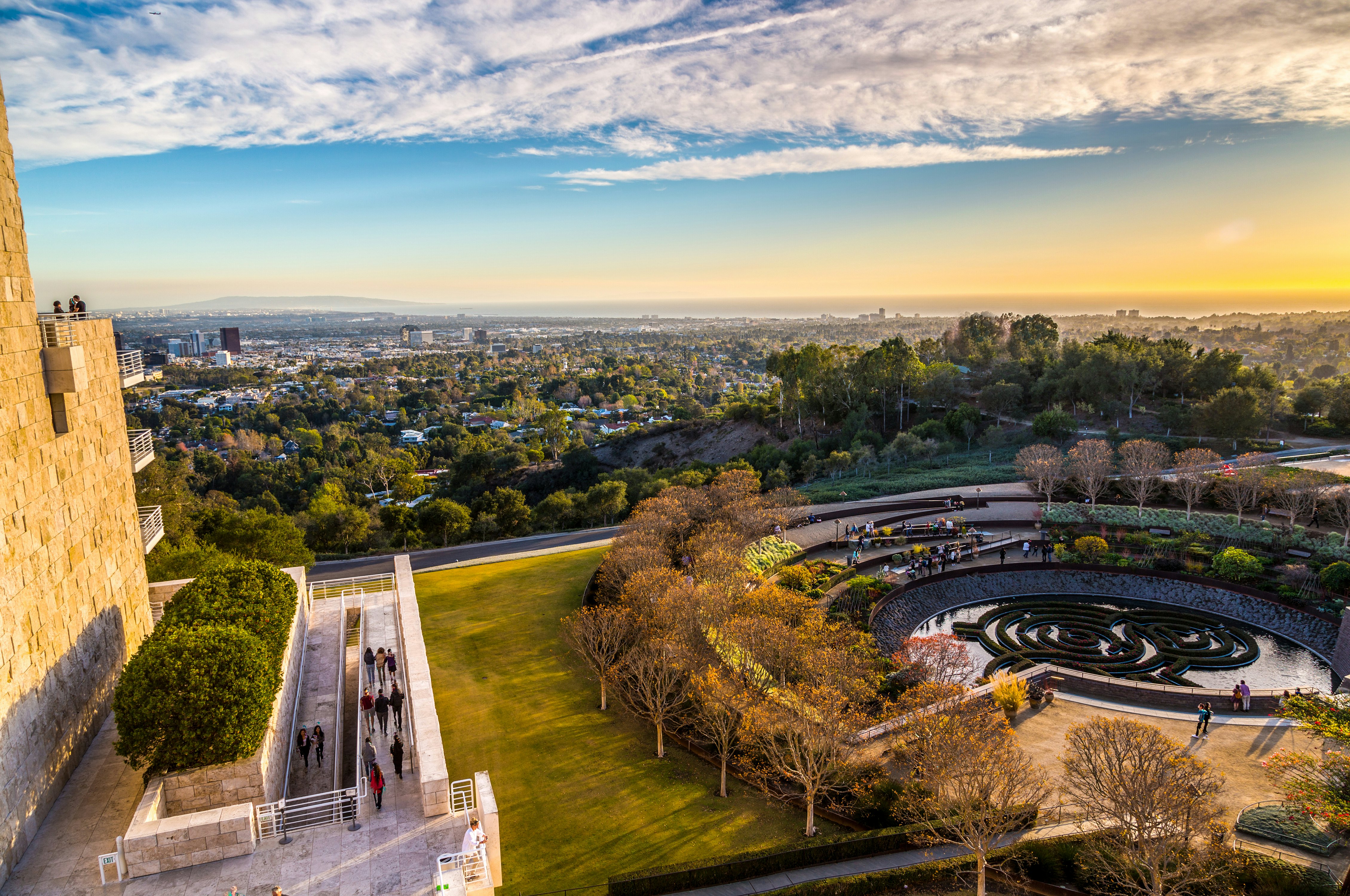 Sunset over West Los Angeles and Santa Monica as seen from the Getty Center, Brentwood, Los Angeles, California, USA